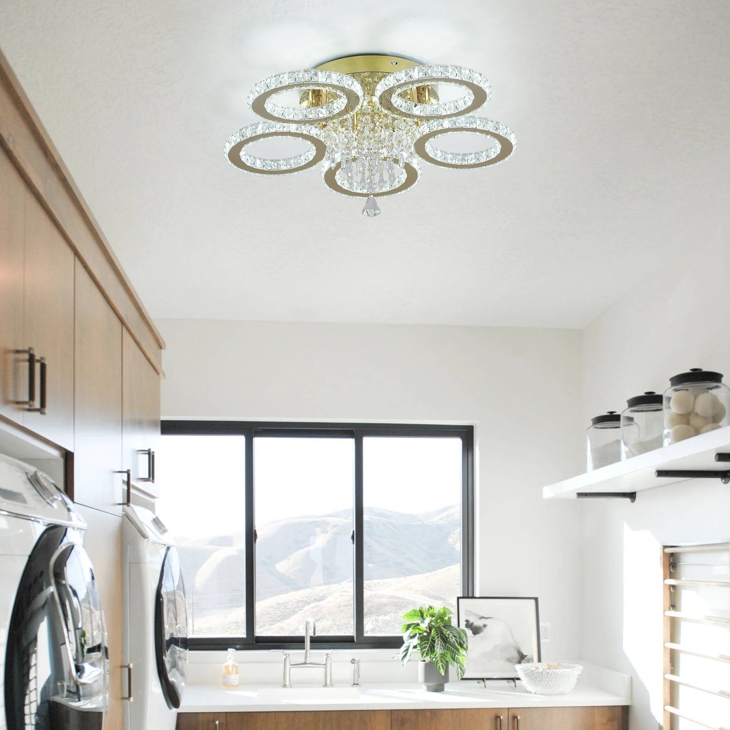 VETRULUS Crystal LED Ceiling Light Chandelier For Living Room