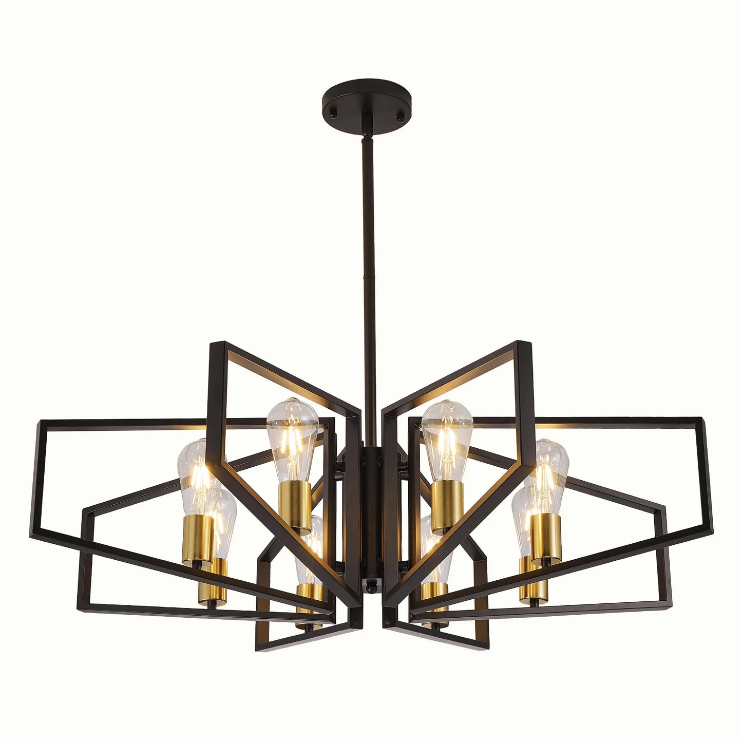 Modern 8 Light Geometric Chandelier Pendant With Adjustable Height