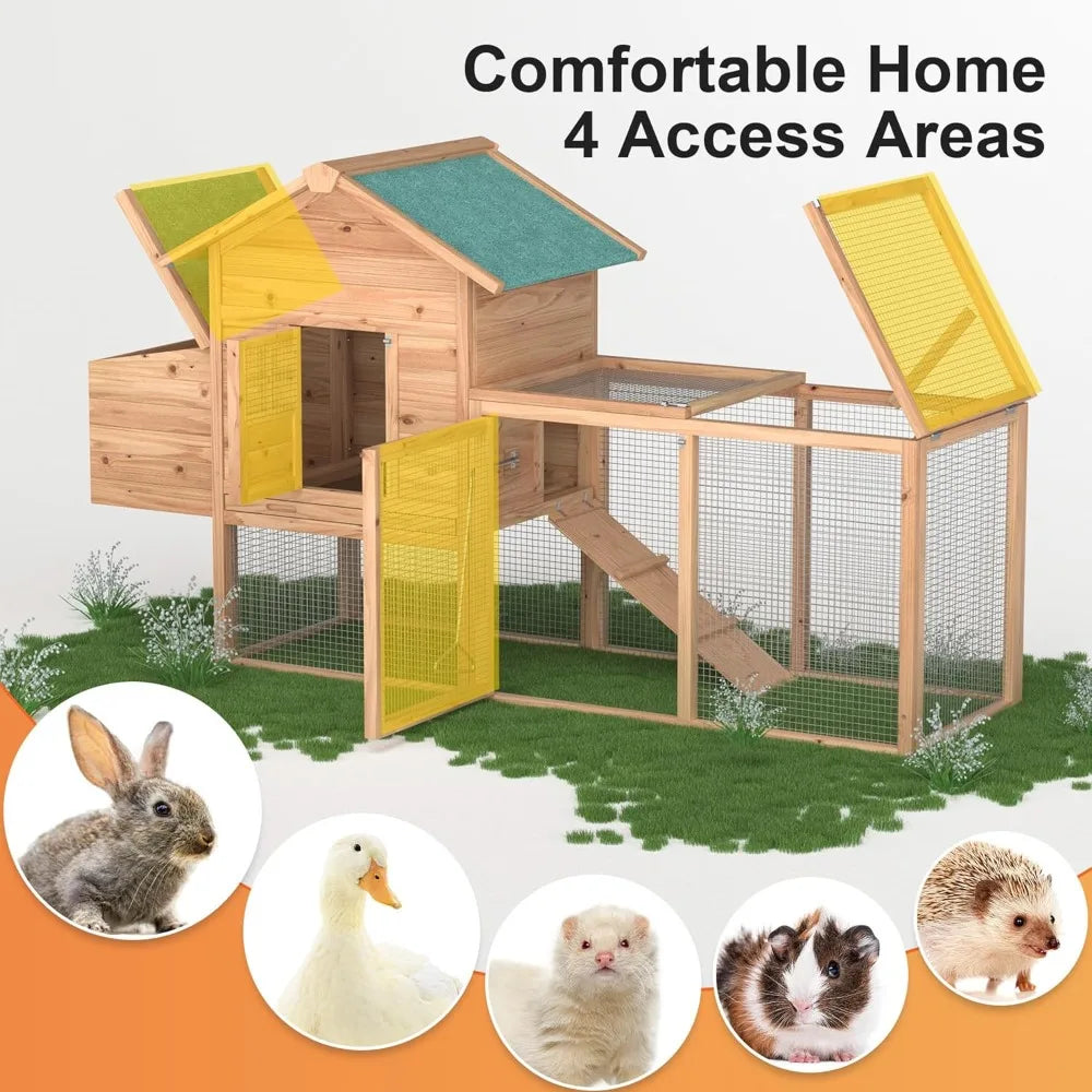 Outdoor Chicken Coop For 2-4 Chickens Wooden Hen House Roof