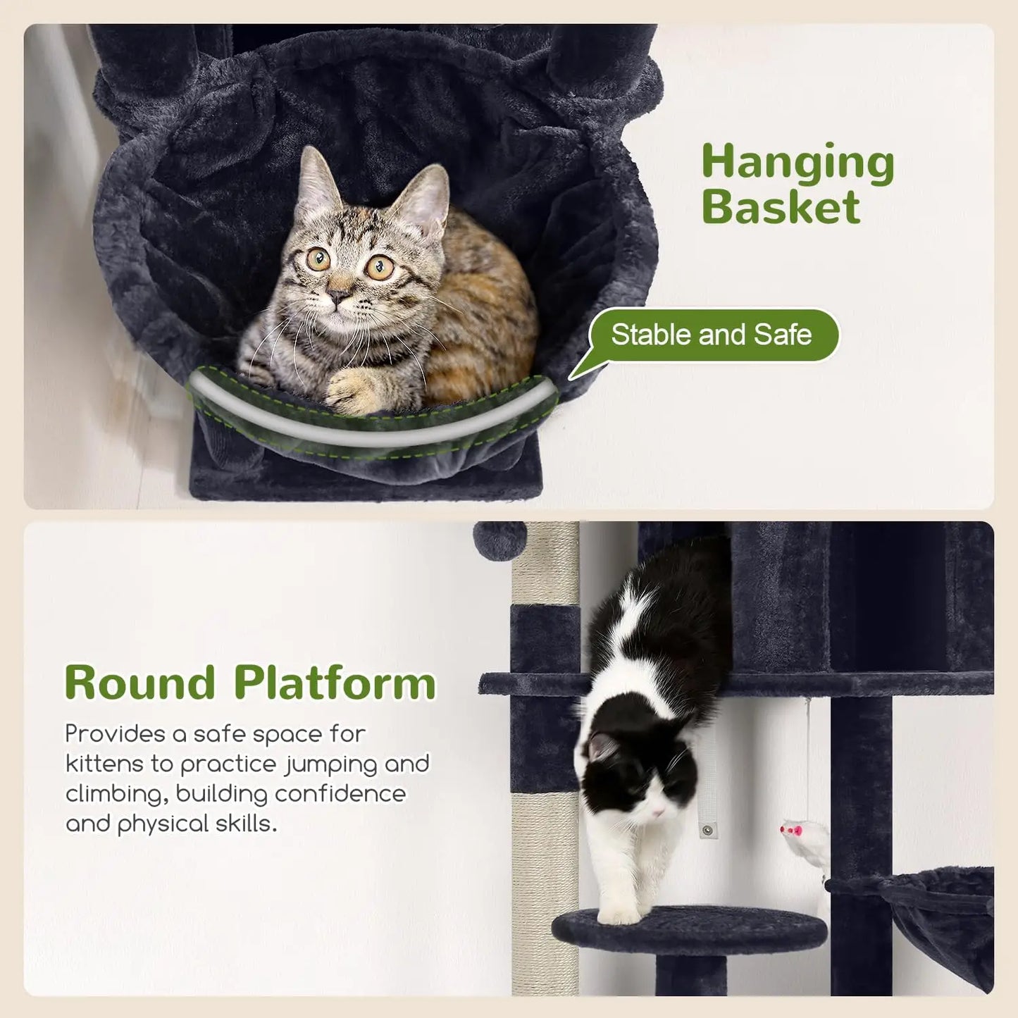 Double Tier Cat Tree Tower for Multiple Adult Cats