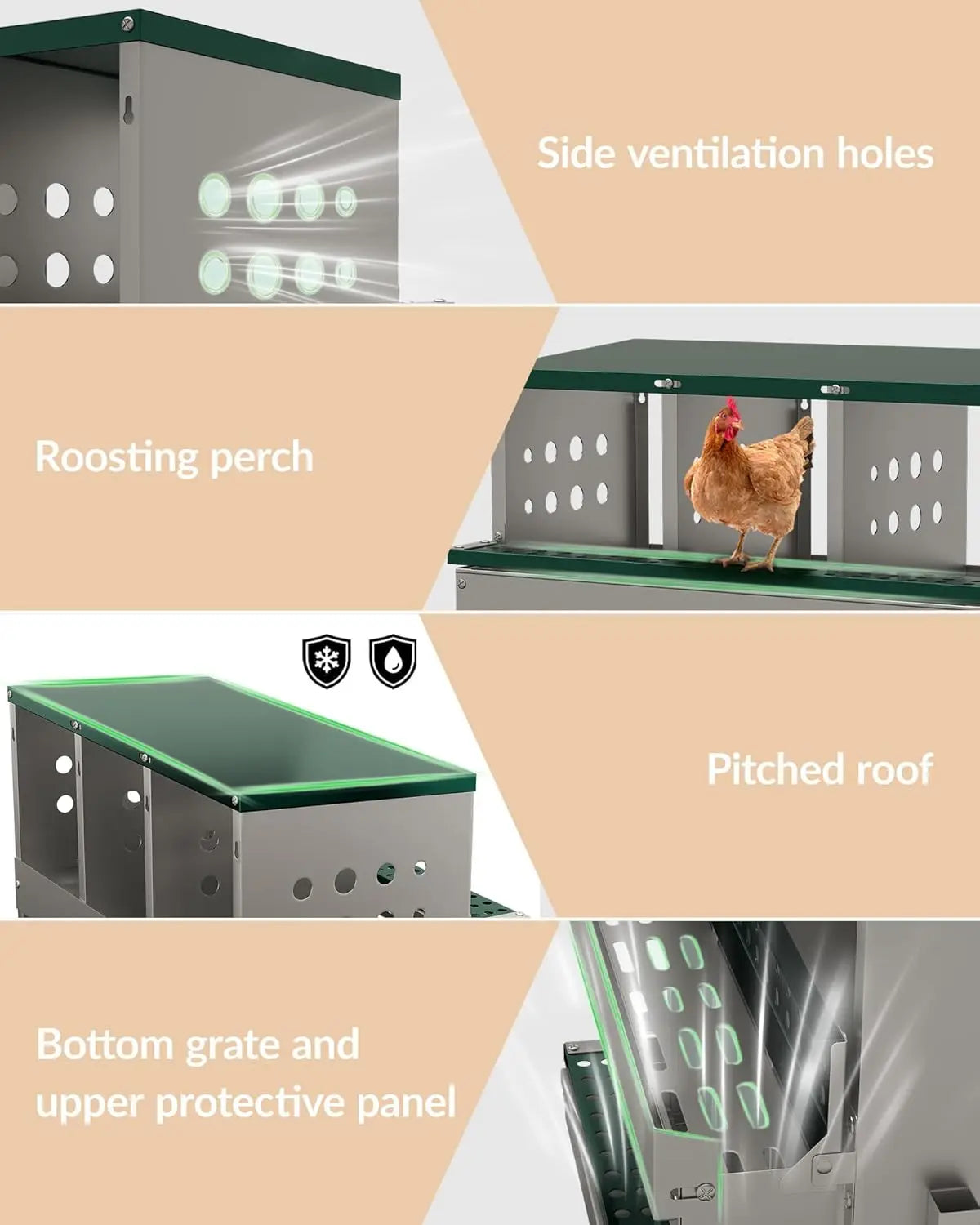 TWISTER.CK Metal Chicken Coop Nesting Box Multi Compartment Ventilated