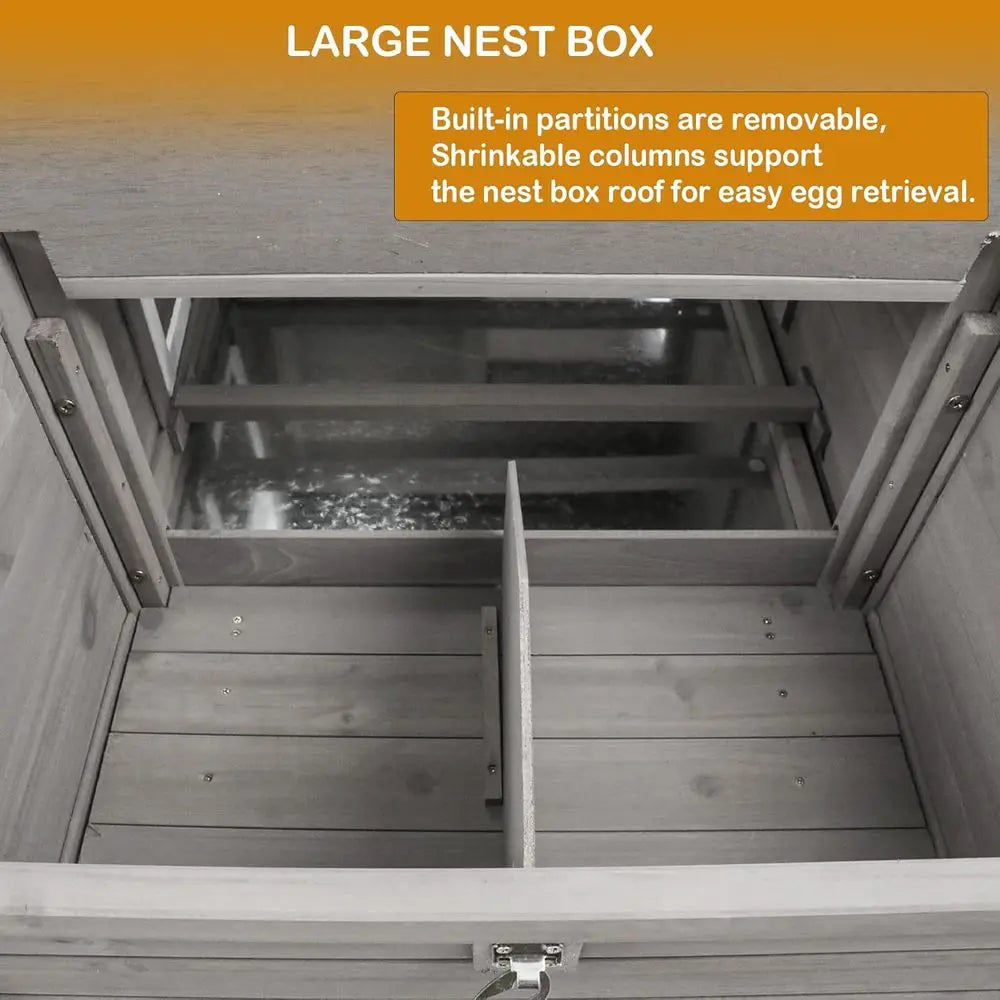 Solid Wood Chicken Coop With Large Run And Nest Box