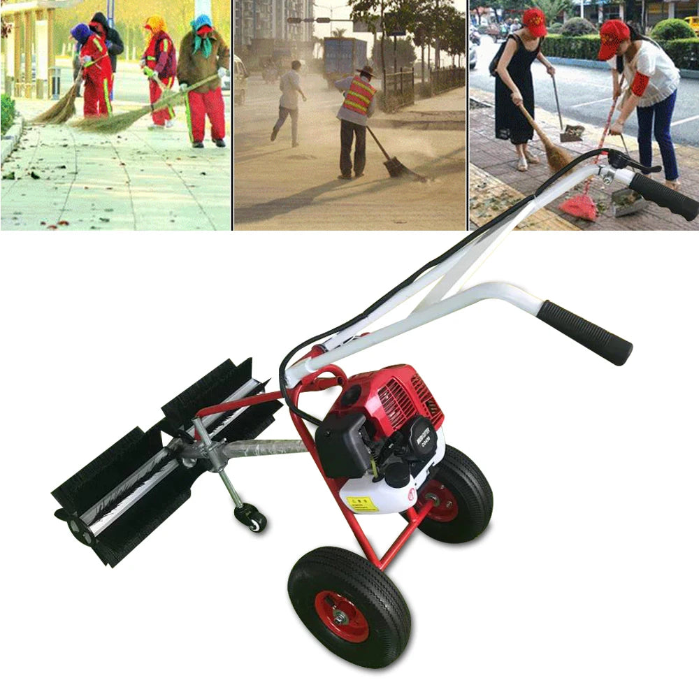 Gas Powered Grass Sweeper 43cc Handheld Lawn Cleaning Tool