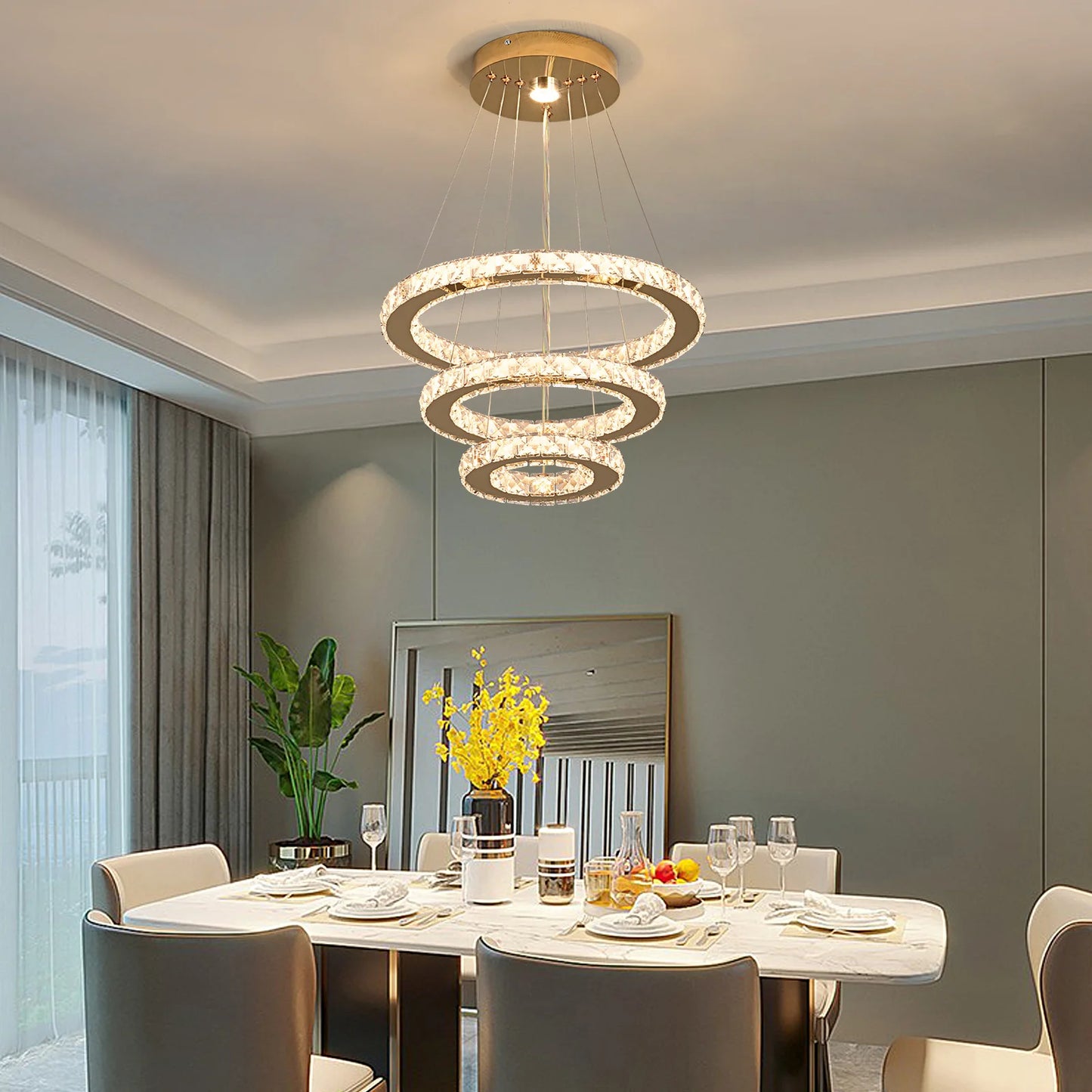 VETRULUS Crystal LED Chandelier for Hall Living Room Ceiling Light