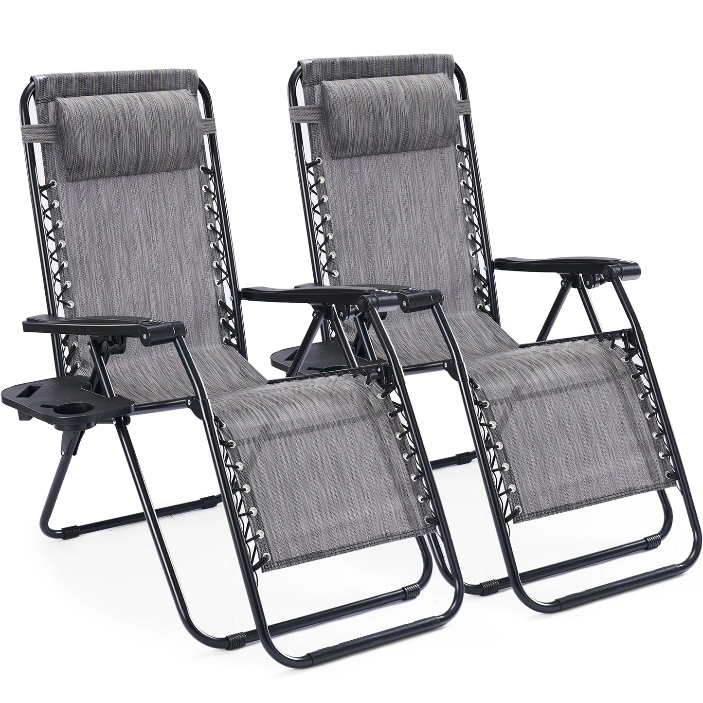 JHK Portable Zero Gravity Recliner Chairs Outdoor Folding Lounge Set