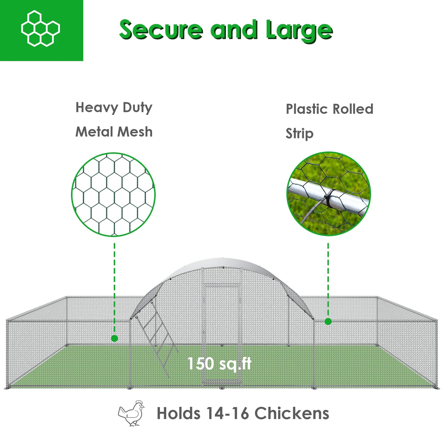 Galvanized Metal Chicken Coop With Dome Roof Walk In Pen