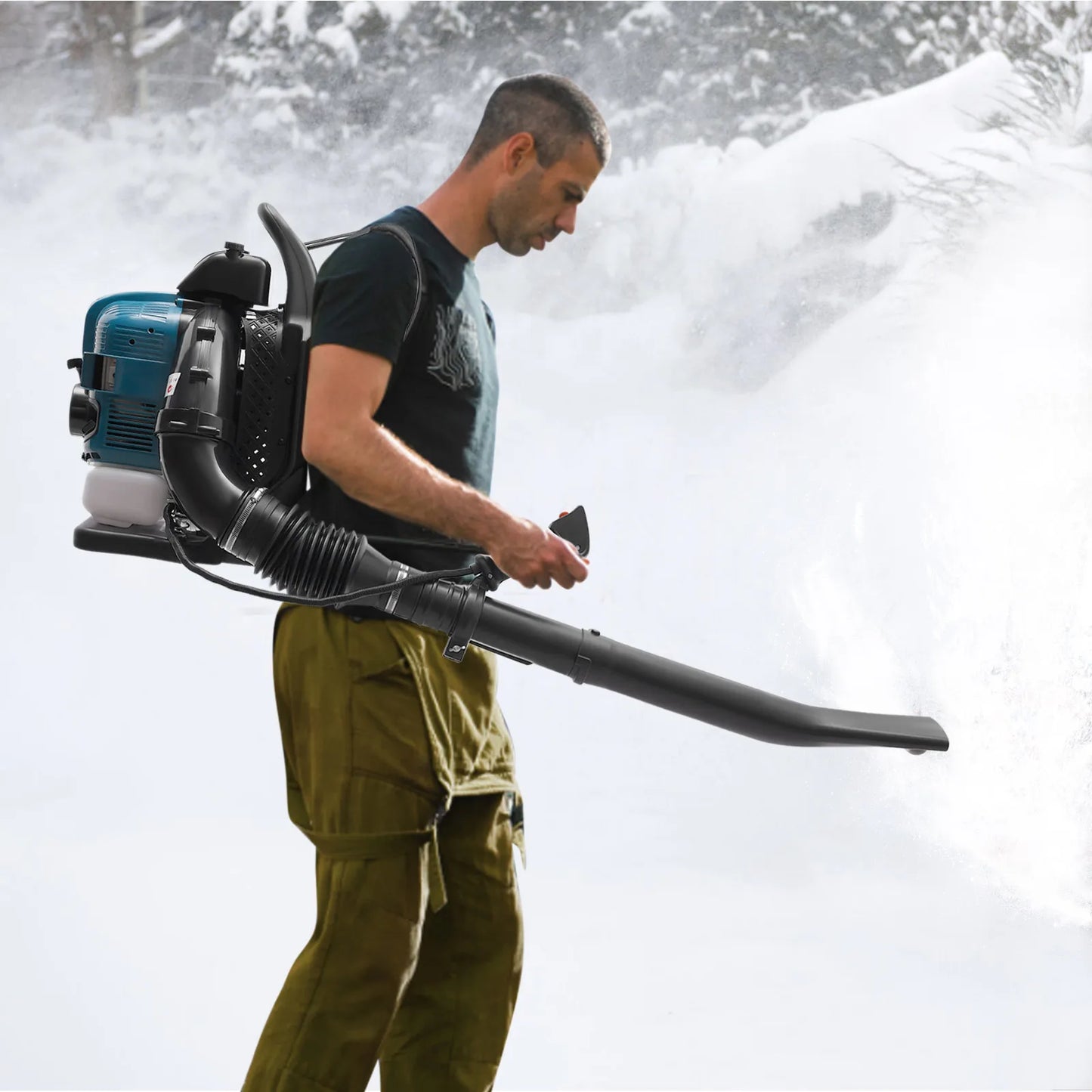 Bymaocar Backpack Leaf Blower 75.6cc Gas Powered 2.6KW 7000RPM