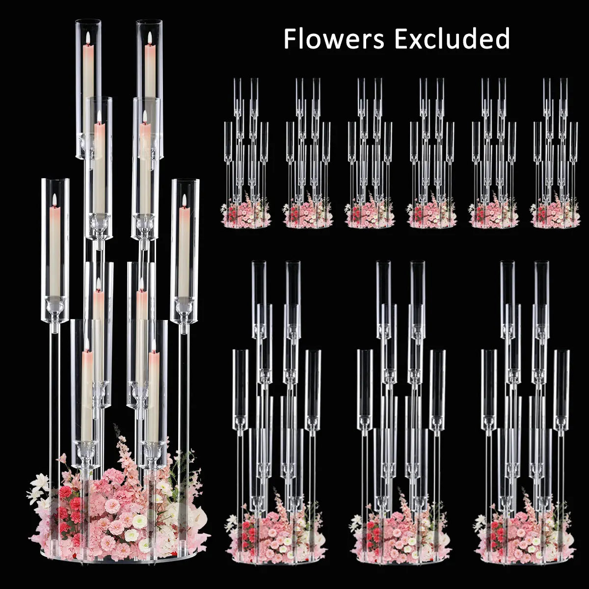 VINCIGANT 10 Arm Acrylic Candelabra Candle Holder For Wedding Tables