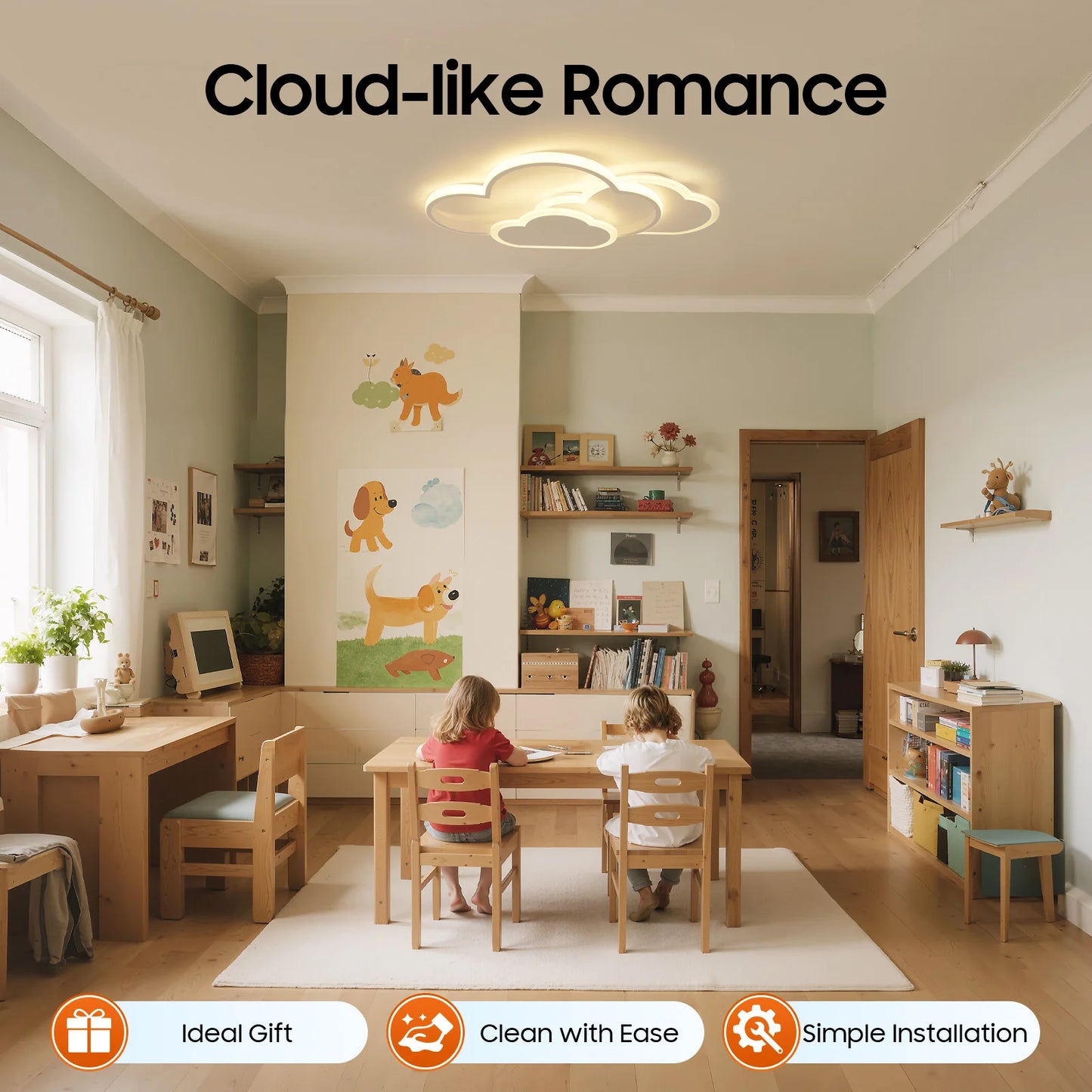 Cloud Shape LED Ceiling Light Fixture Three Color Temperatures
