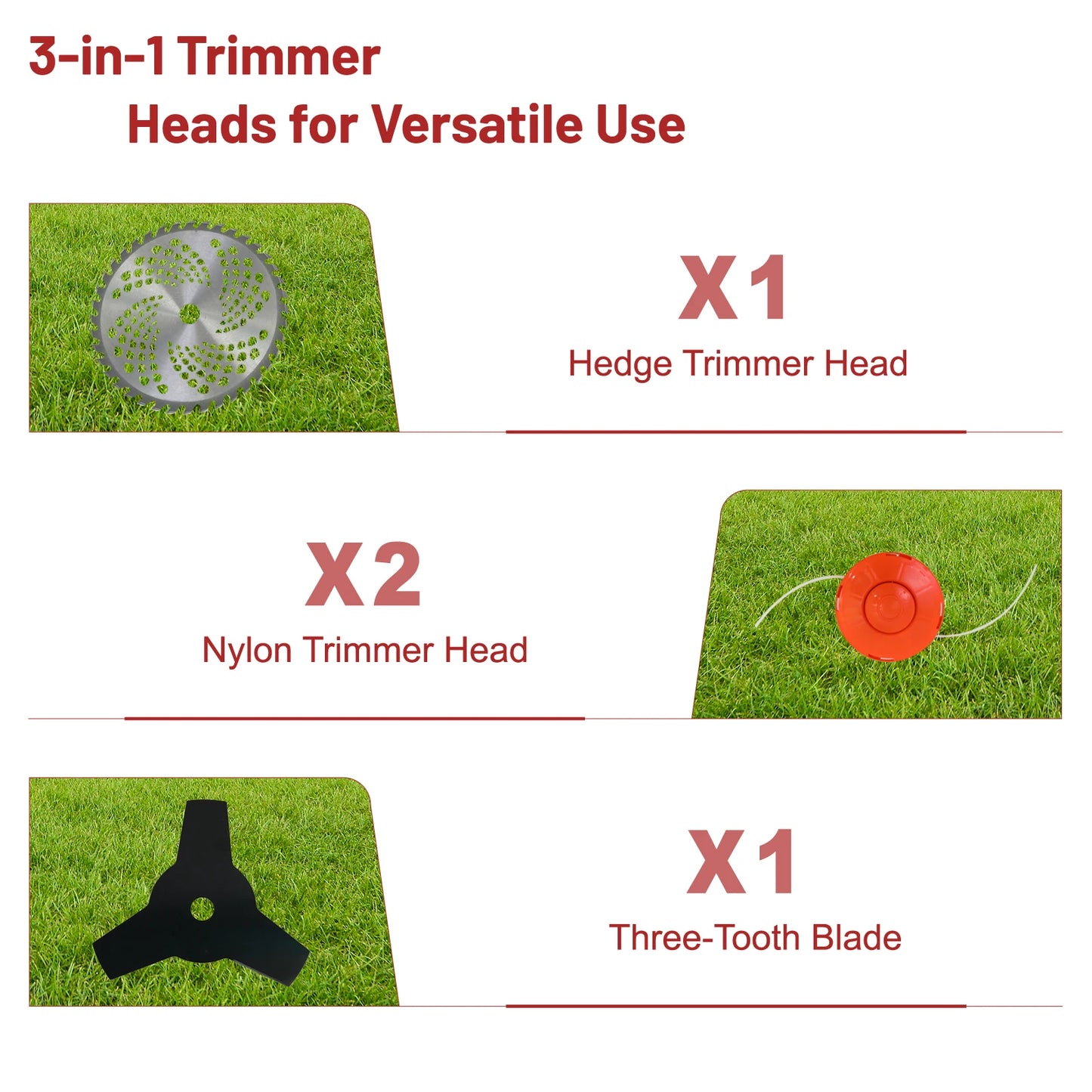 Gas Powered Weed Eater 4 Detachable Trimmer Heads Straight Shaft