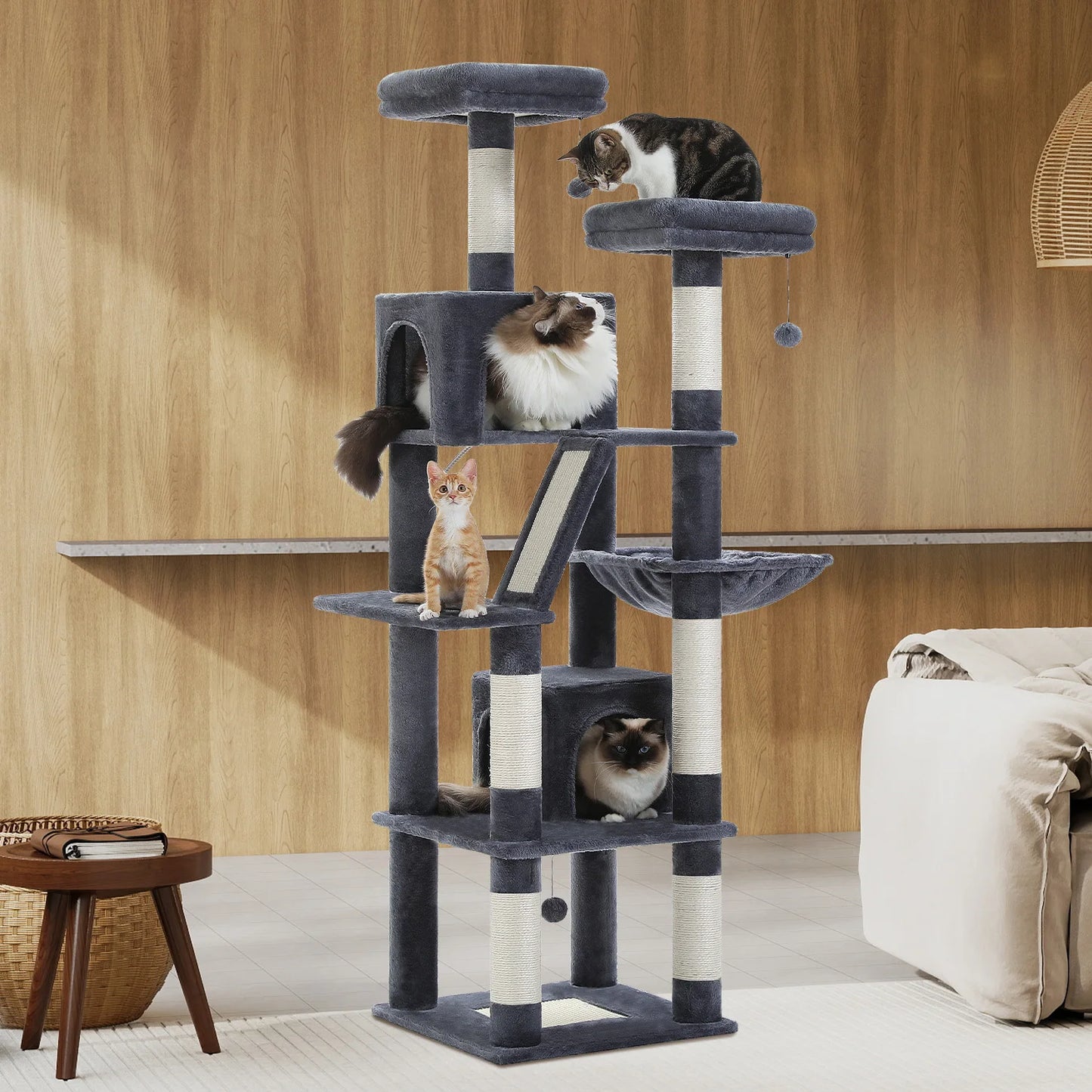 PEQULTICN Multi Level Cat Tree Tower With Condo And Hammock