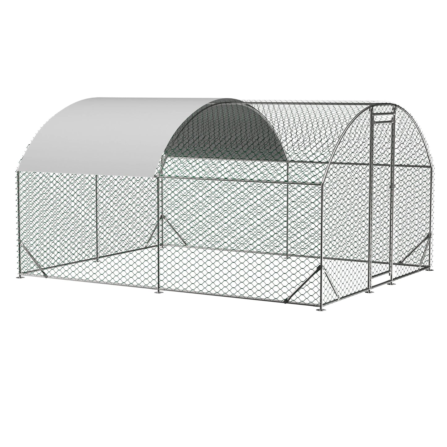Large Metal Chicken Coop Walk In Dome Shaped Fence Cage With Waterproof UV Cover