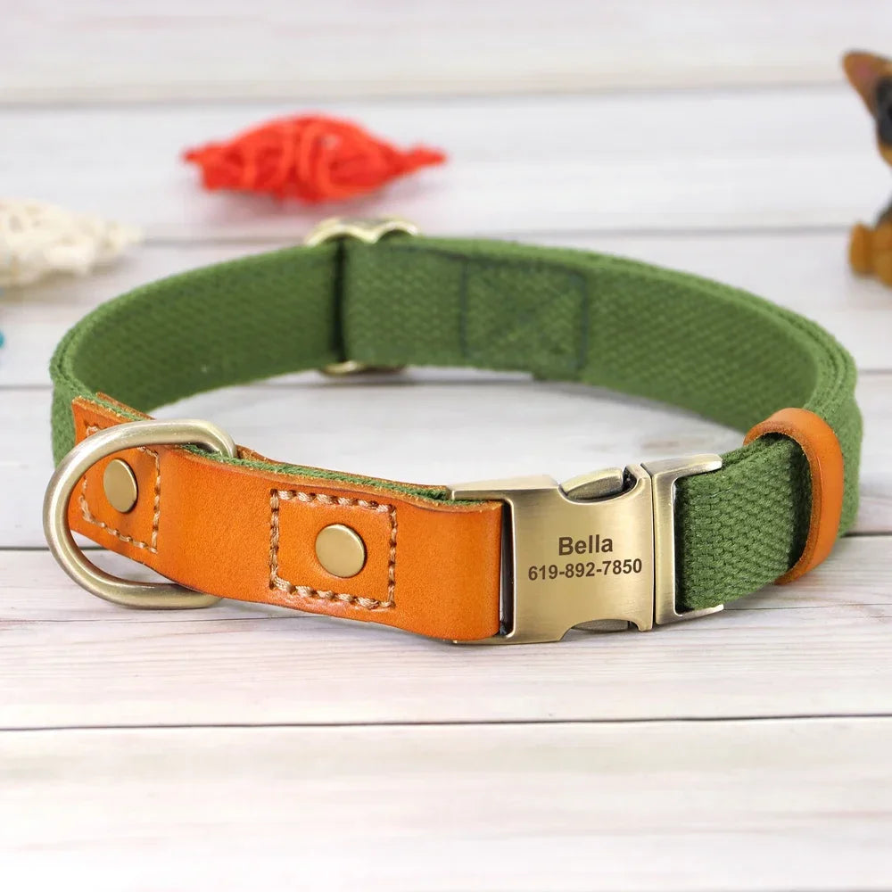 Pet Artist Personalized Nylon Dog Collar Leash Set Engraving
