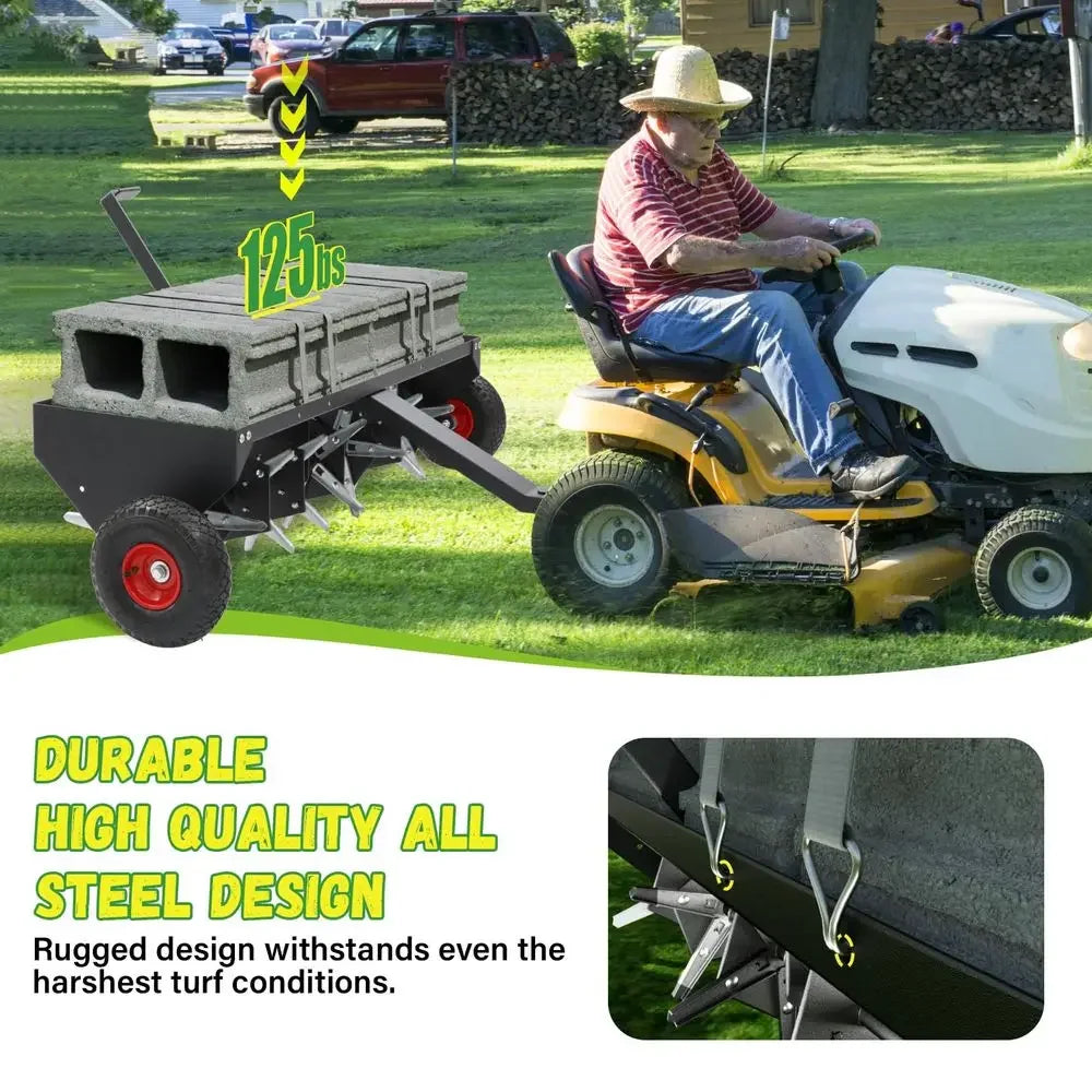 XMSJ Tow Behind Lawn Aerator With Universal Hitch 40 Tines