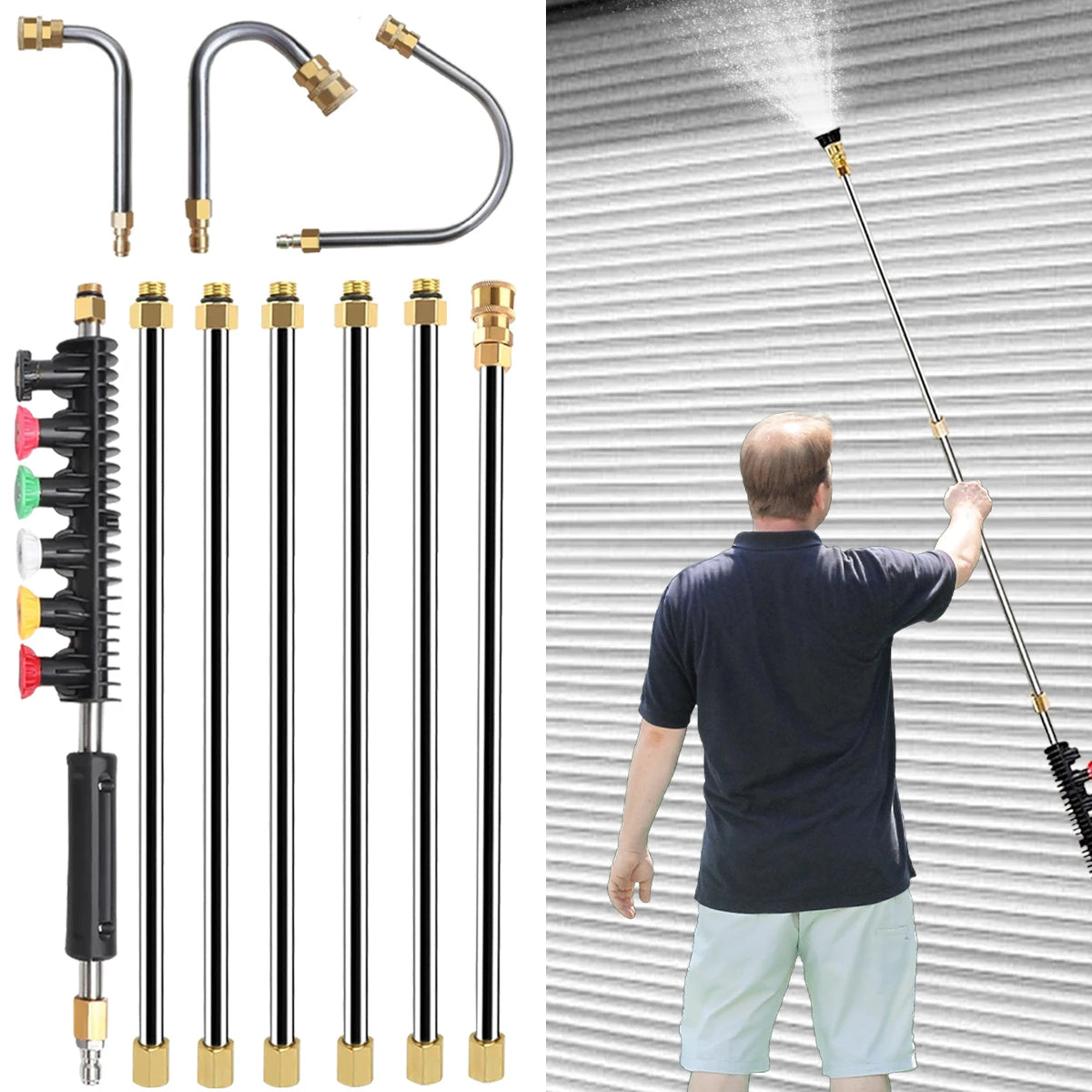 High Pressure Washer Extension Wand Set With Quick Connect Nozzle Tips