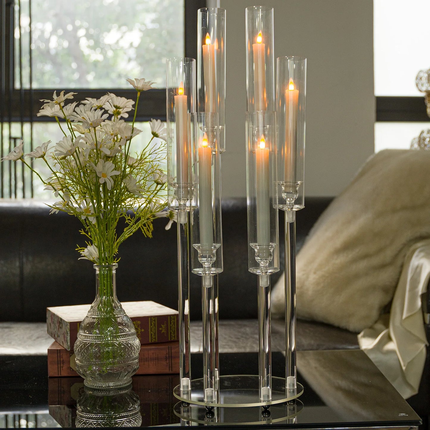 VINCIGANT 6 Arm Acrylic Candelabra Taper Candle Holder For Wedding