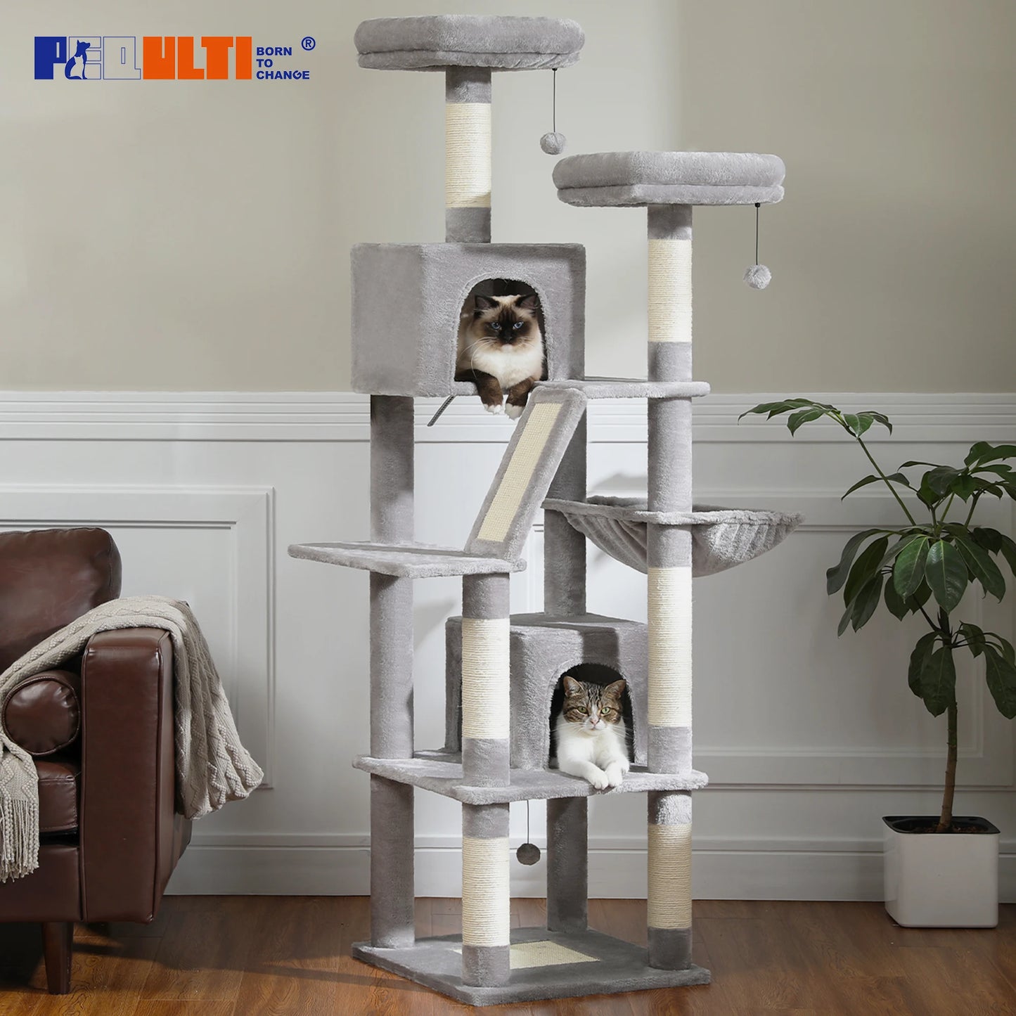 PAWZ Road Cat Tree Multi-Level Plush Condo With Scratching Posts