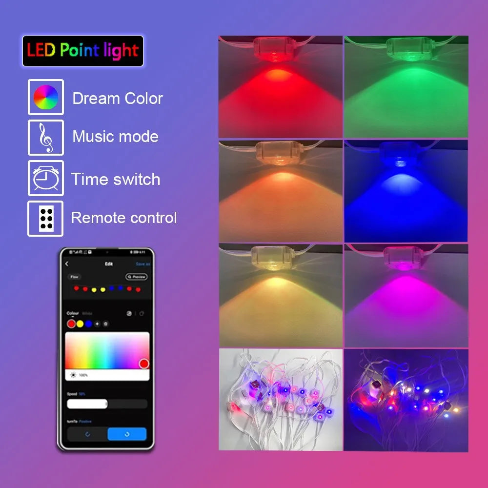 MIMIRGB Outdoor Eaves LED Light String Waterproof Bluetooth Smart DIY Modes