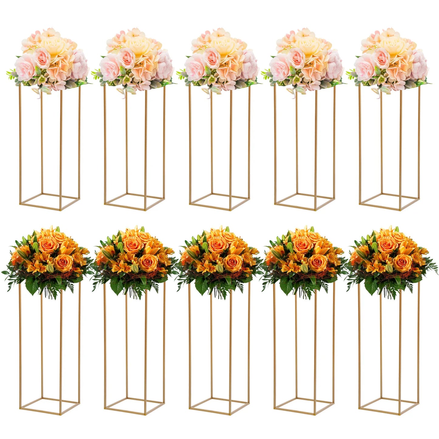 Metal Flower Display Stands 10 Piece Geometric Wedding Columns Load 10 Kg