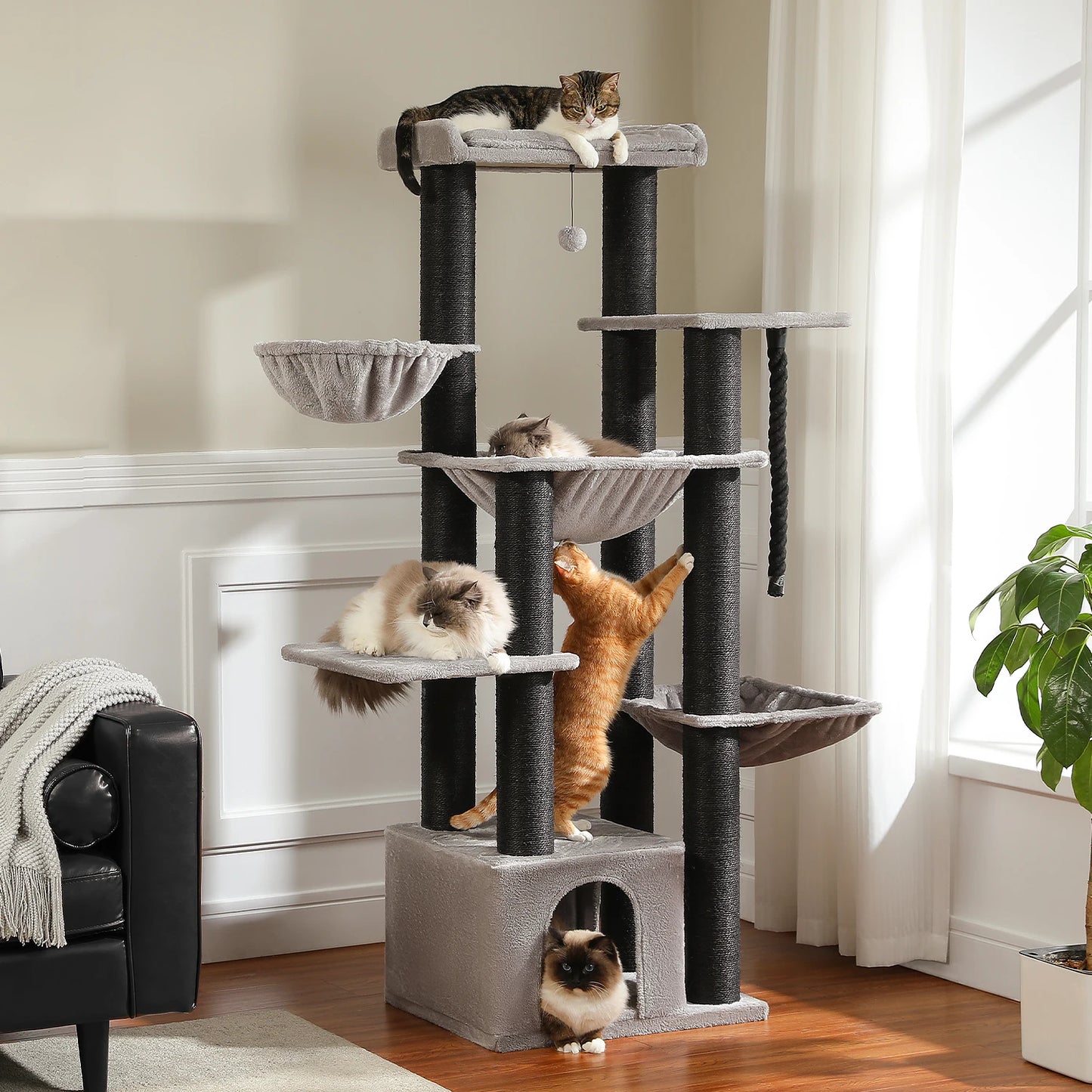 PEQULTICN Multi Level Cat Tree Scratching Posts Condo