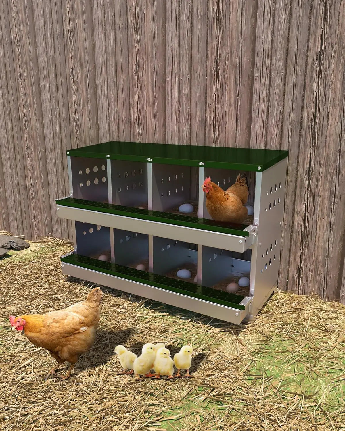 TWISTER.CK Metal Chicken Coop Nesting Box Multi Compartment Ventilated