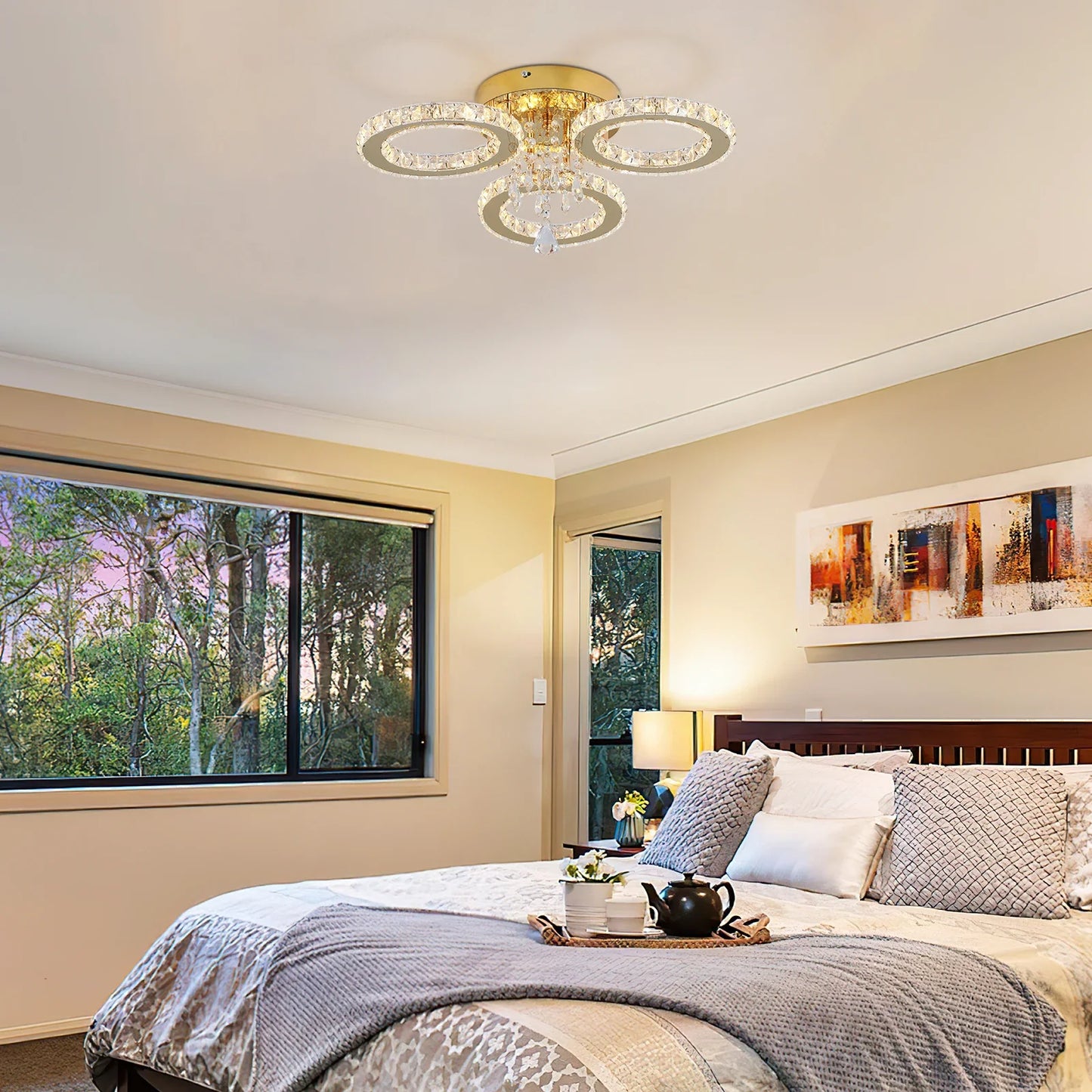 VETRULUS Crystal LED Ceiling Light Chandelier For Living Room