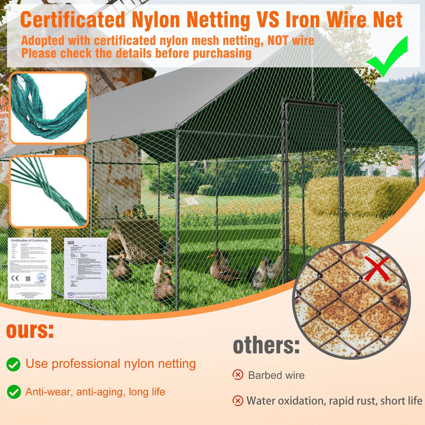 BINGOPAW Outdoor Chicken Coop Walkin Poultry Run Pen Cage
