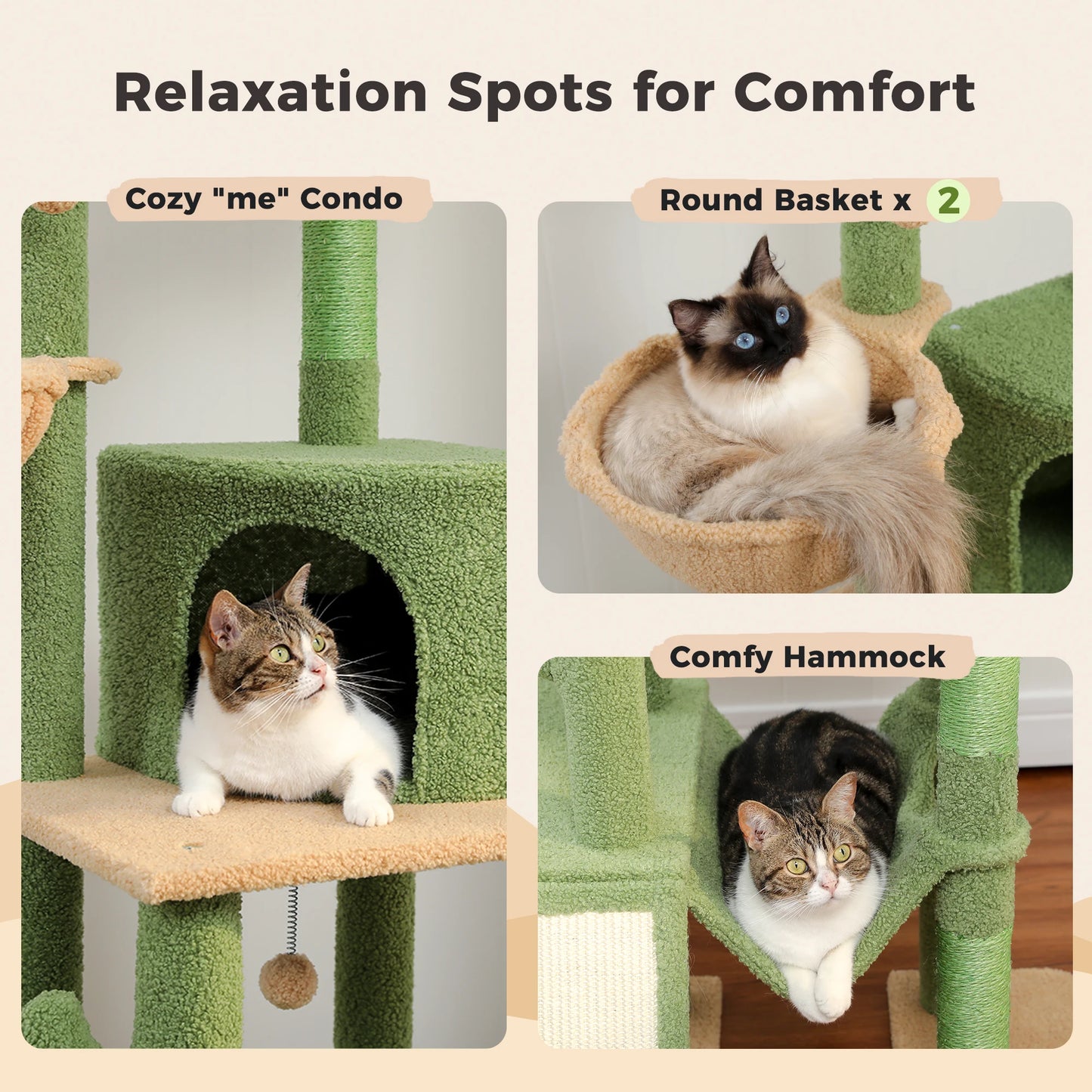 PAWZ Road Cactus Cat Tree Floor To Ceiling Tower Condos