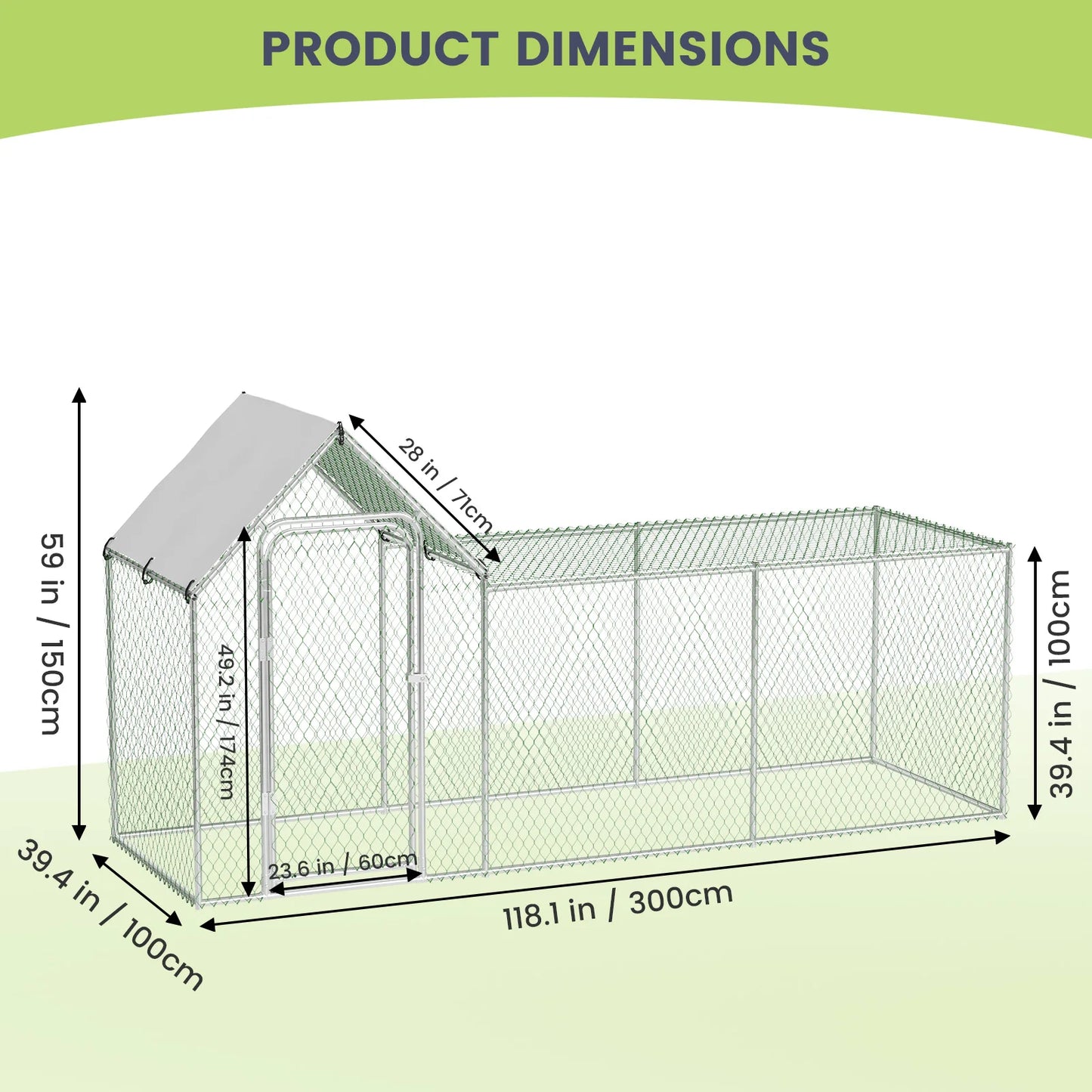 HiMISSH Flat Style Poultry Cage With Waterproof Cover Walk In Metal Chicken Coop