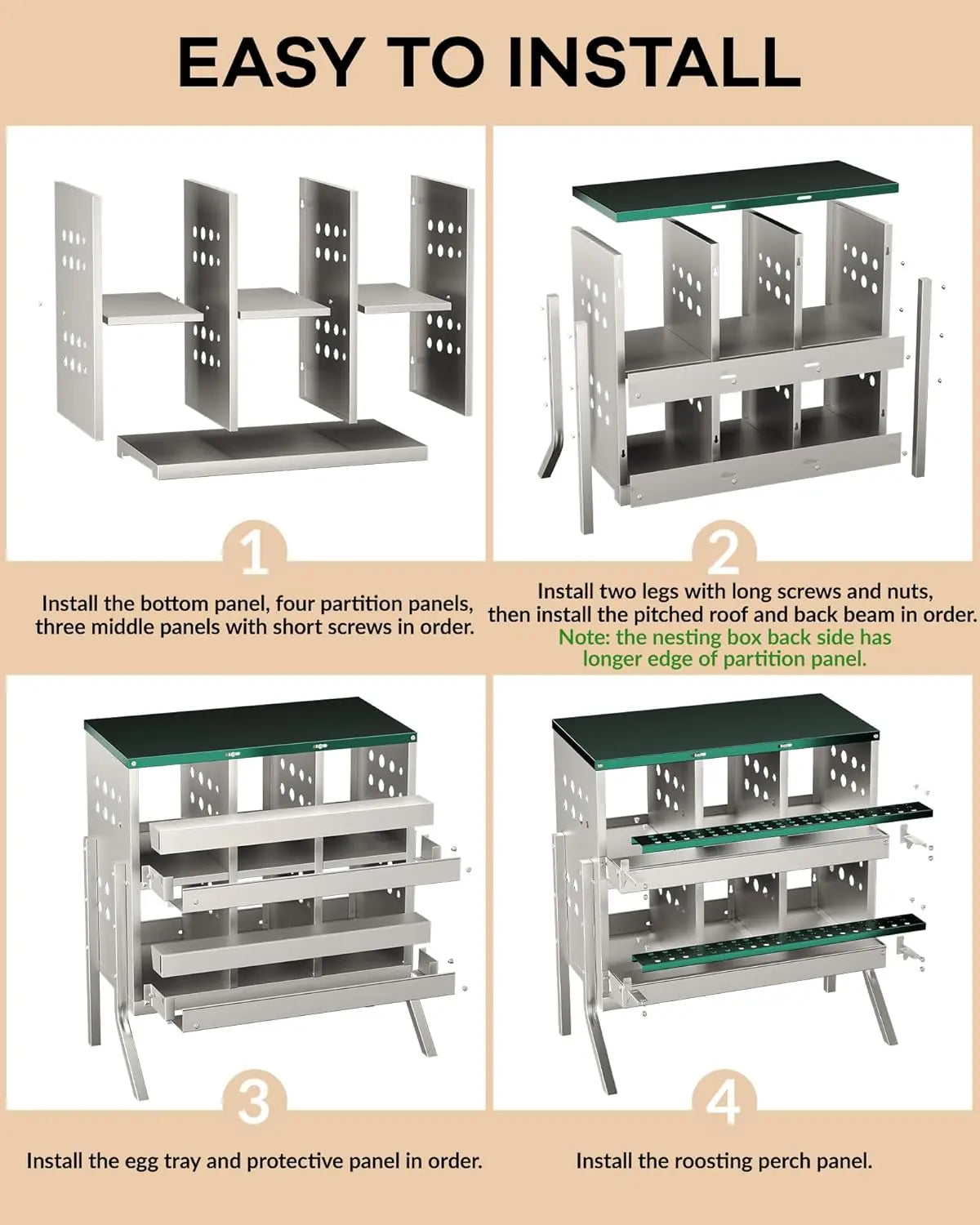 TWISTER.CK Metal Chicken Coop Nesting Box Multi Compartment Ventilated