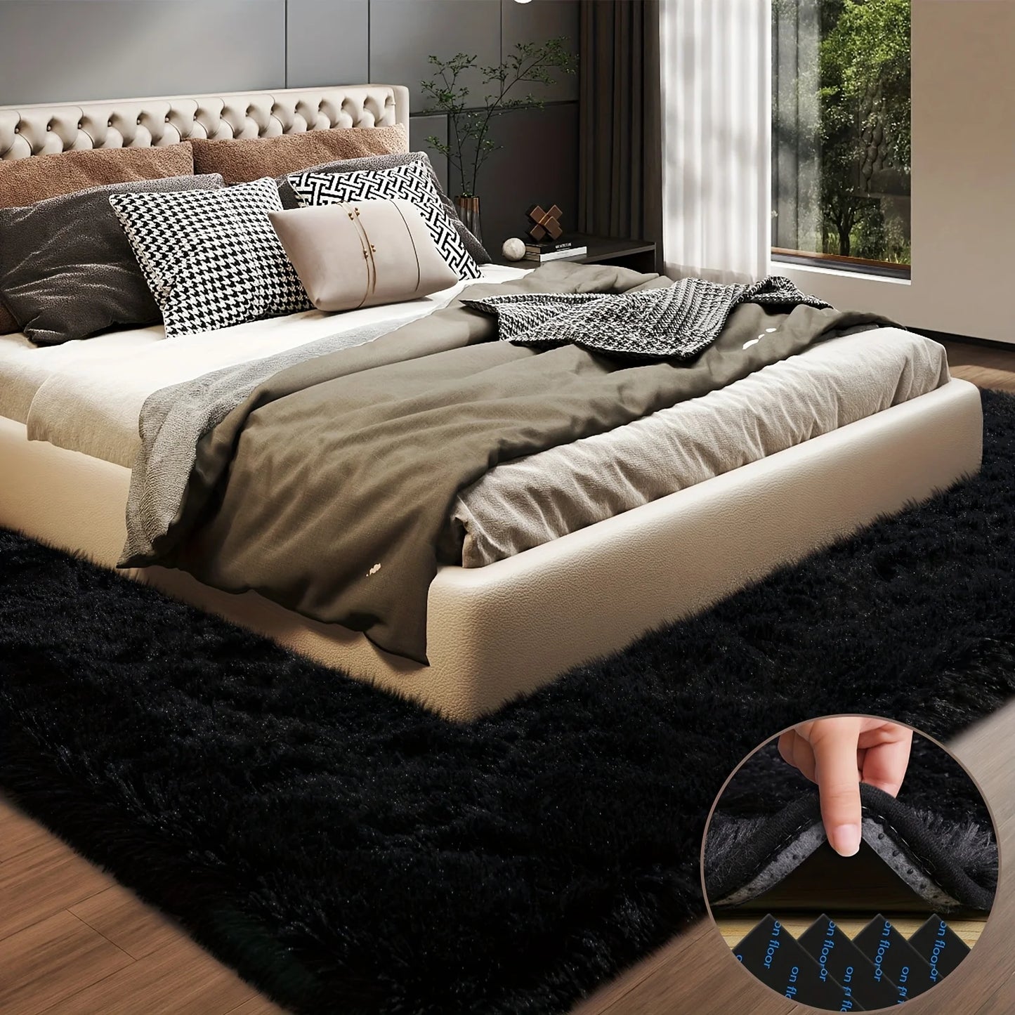 Lux Plush Area Rug With Geometric Pattern 100 Percent Polyester