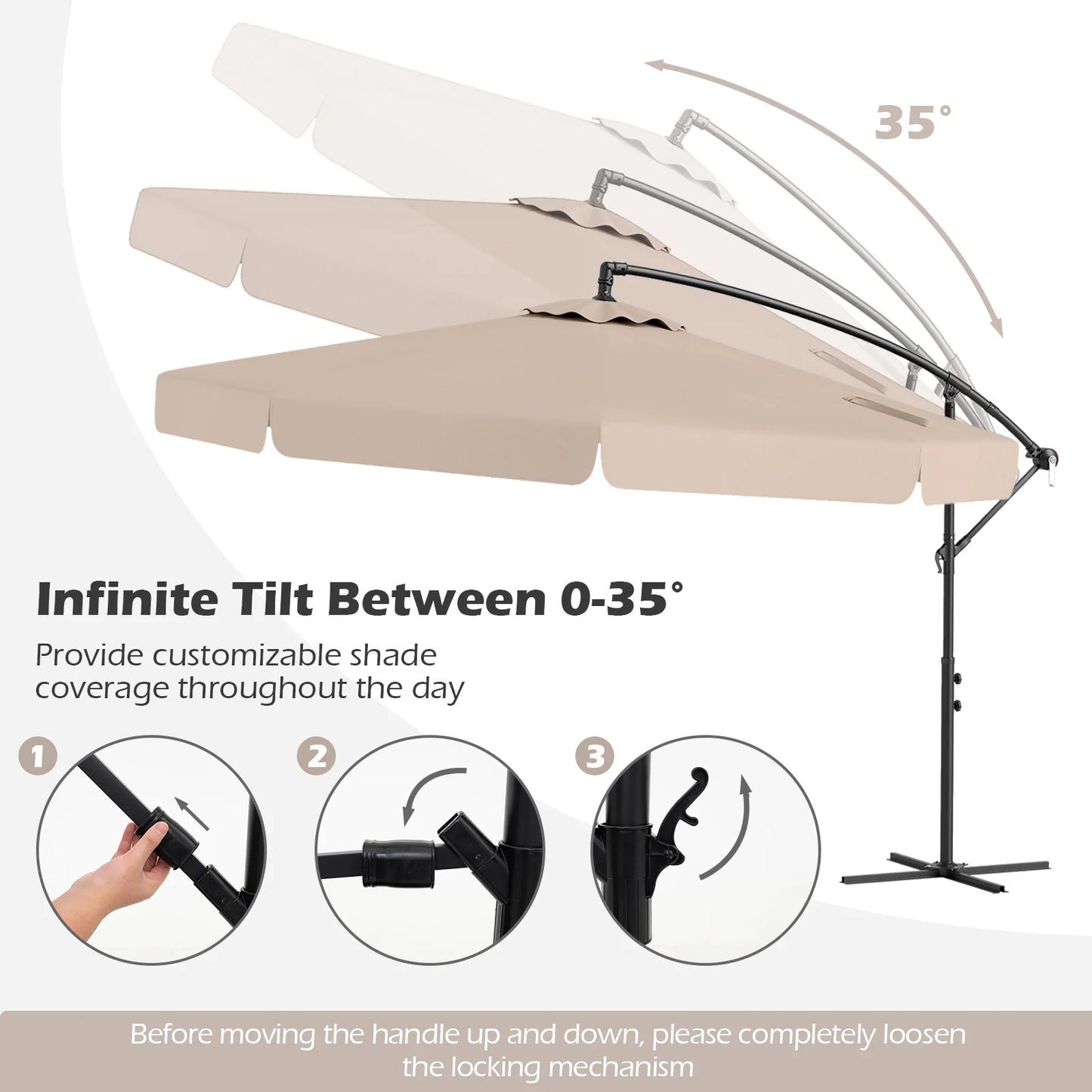 LIFEZEAL Offset Hanging Cantilever Umbrella With Cover
