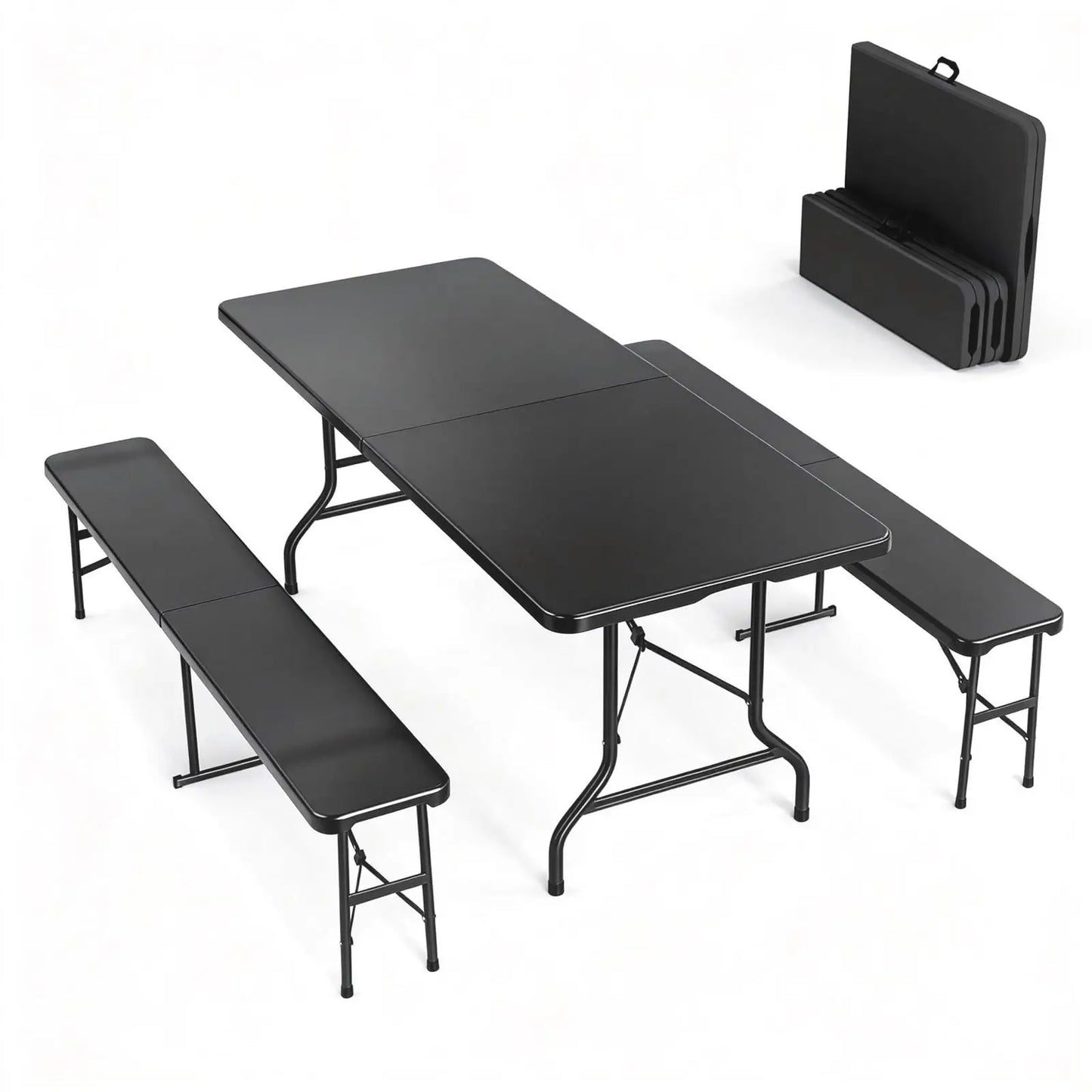 VINGLI Picnic Table Set With Benches For Indoor Outdoor Use