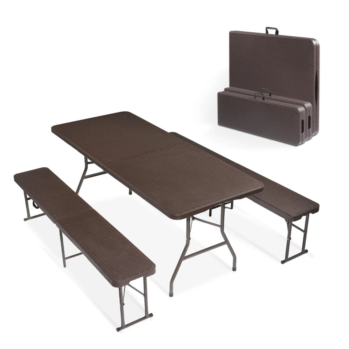 VINGLI Picnic Table Set With Benches For Indoor Outdoor Use