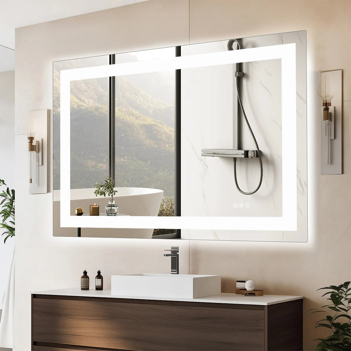JHK LED Bathroom Vanity Mirror With Memory Function Front And Backlit