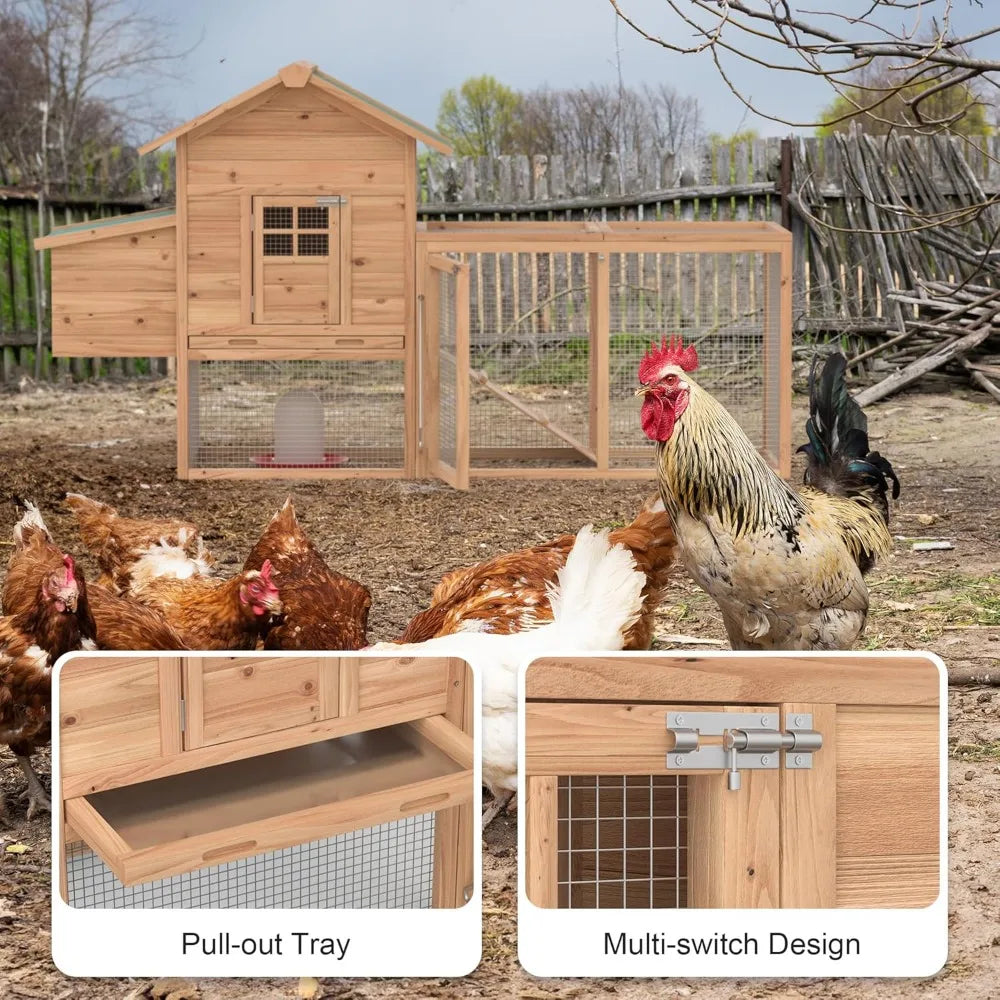 Outdoor Chicken Coop For 2-4 Chickens Wooden Hen House Roof