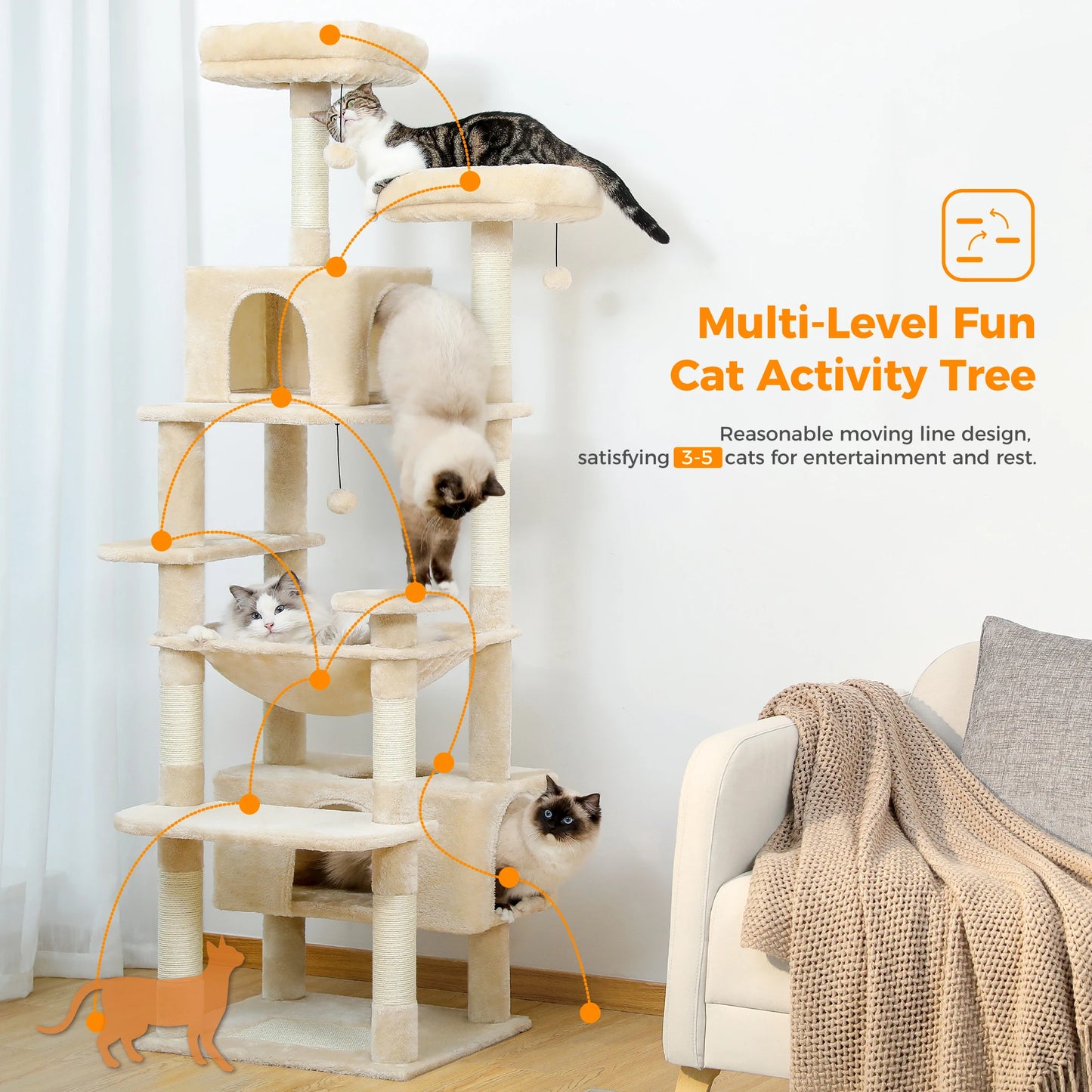 PAWZ Road Cat Tree Indoor Tower With Sisal Scratching Posts