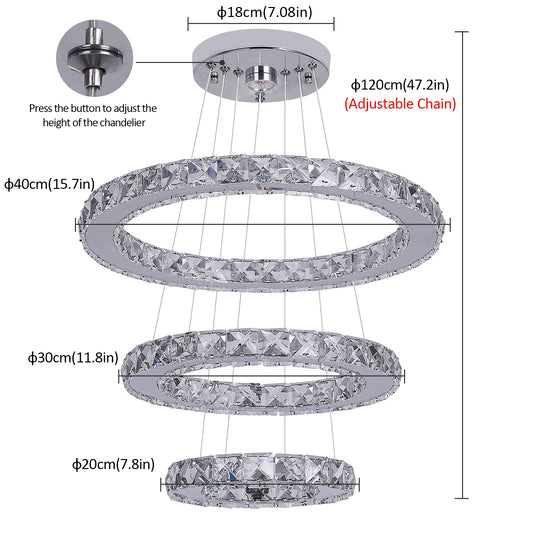 VETRULUS Crystal LED Chandelier for Hall Living Room Ceiling Light
