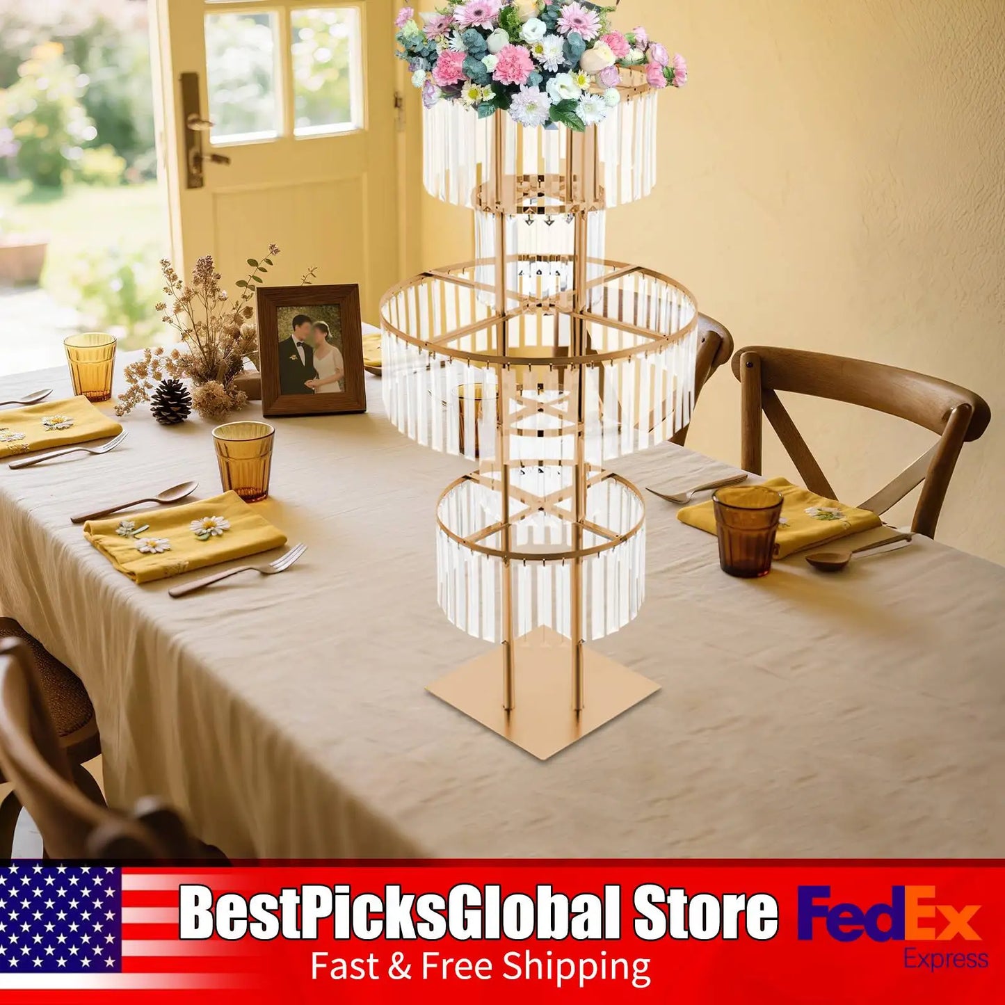 Five Tier Round Flower Stand For Wedding Centerpieces And Hotels