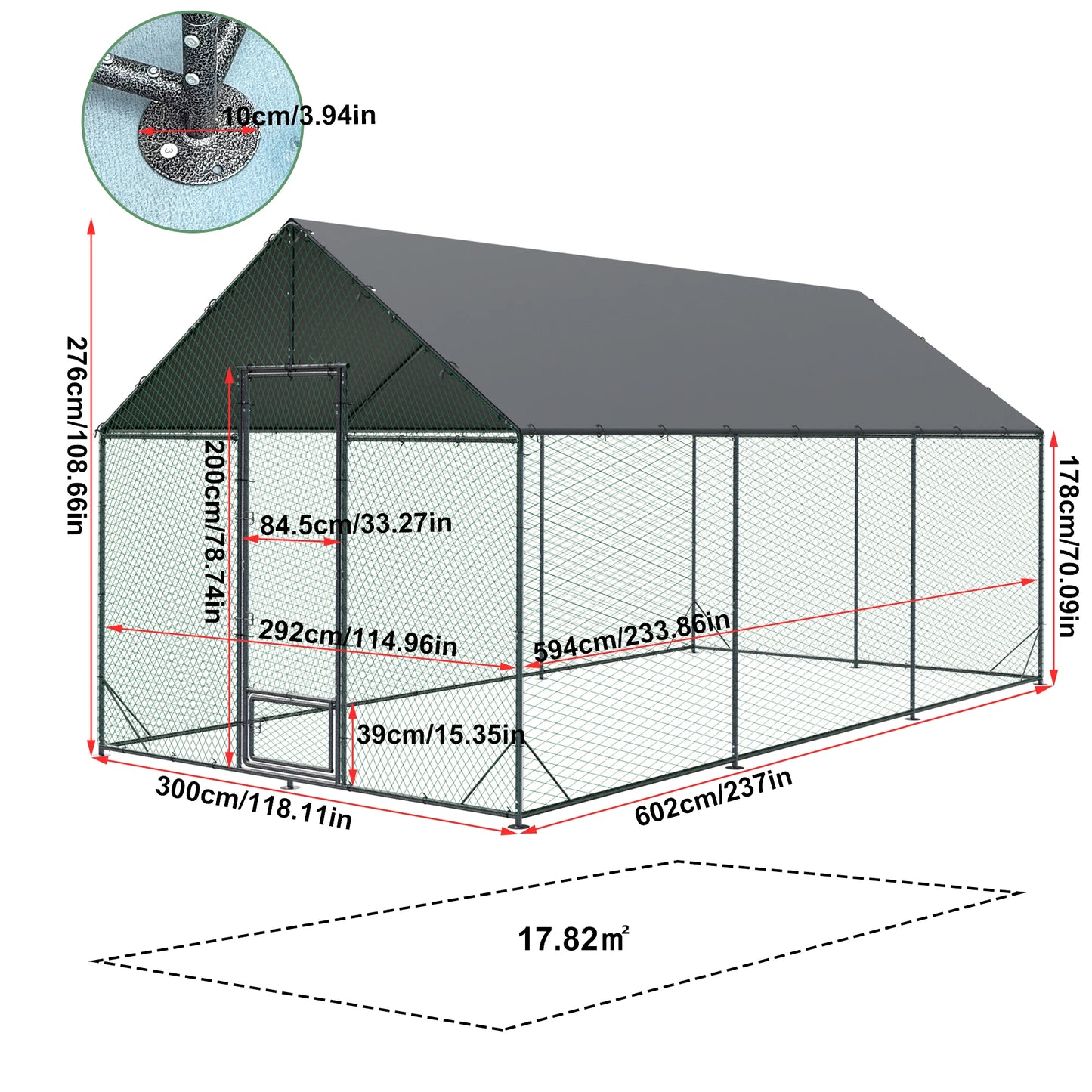 BINGOPAW Chicken Coop Walk In Poultry Run With Nylon Netting Cover