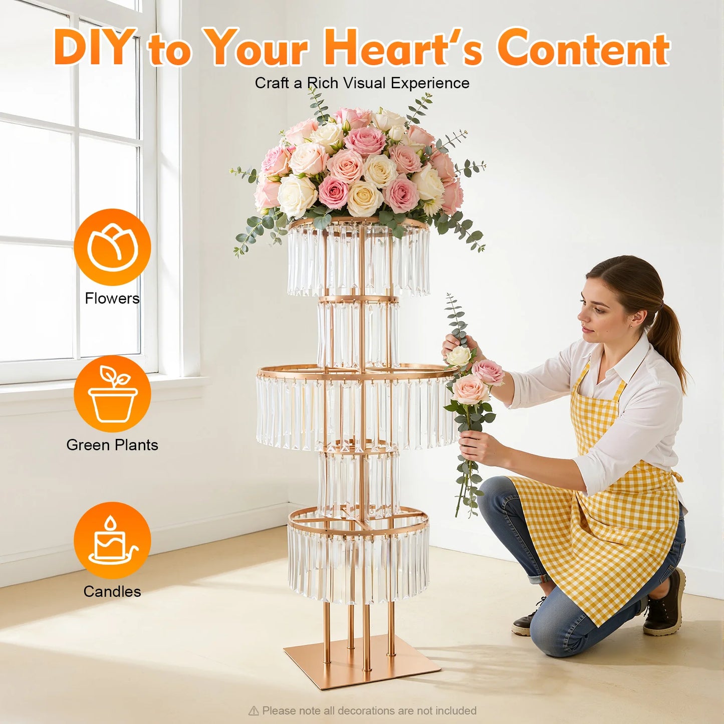 5 Tier Iron And Acrylic Wedding Flower Stand Floor Centerpiece