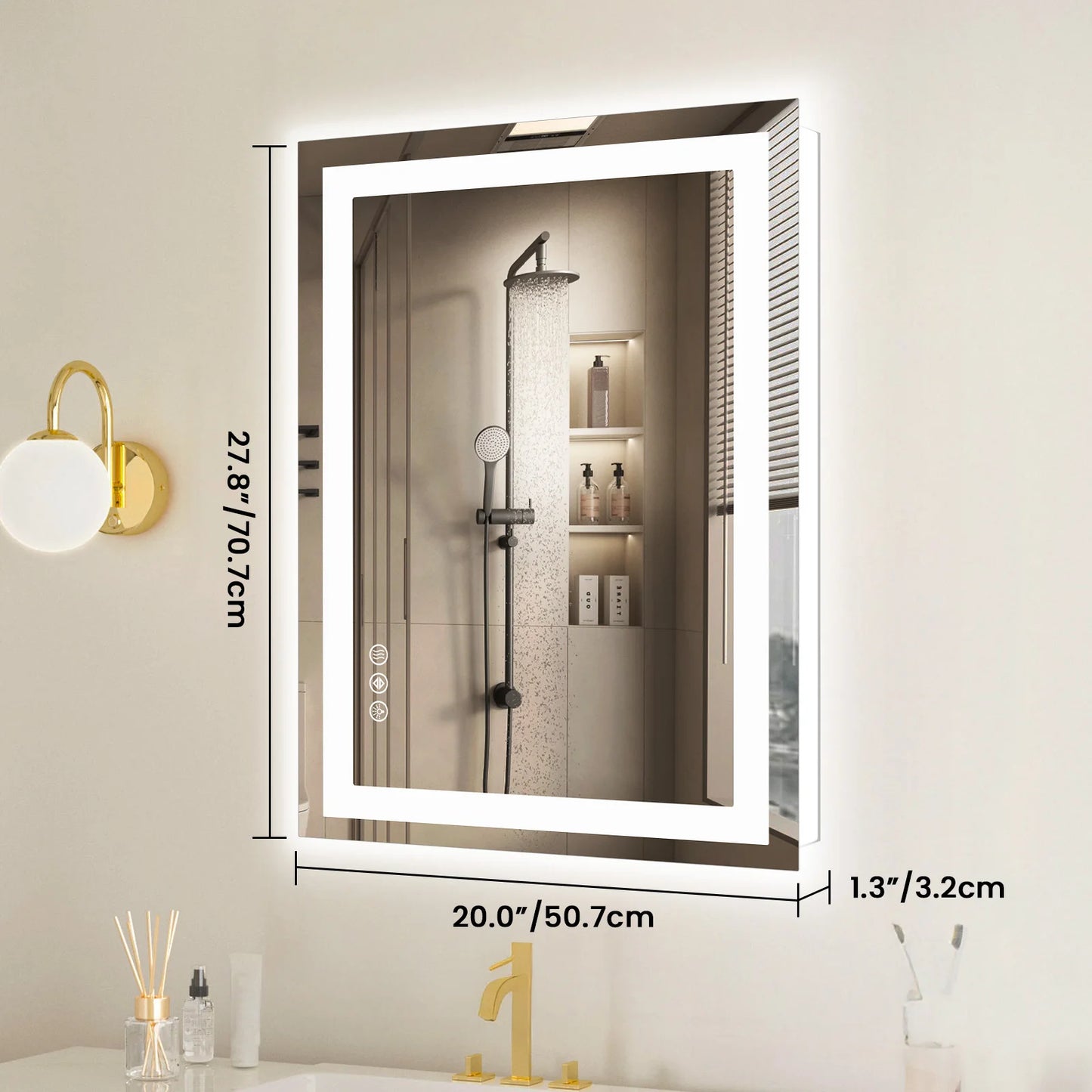 JHK LED Bathroom Vanity Mirror With Memory Function Front And Backlit