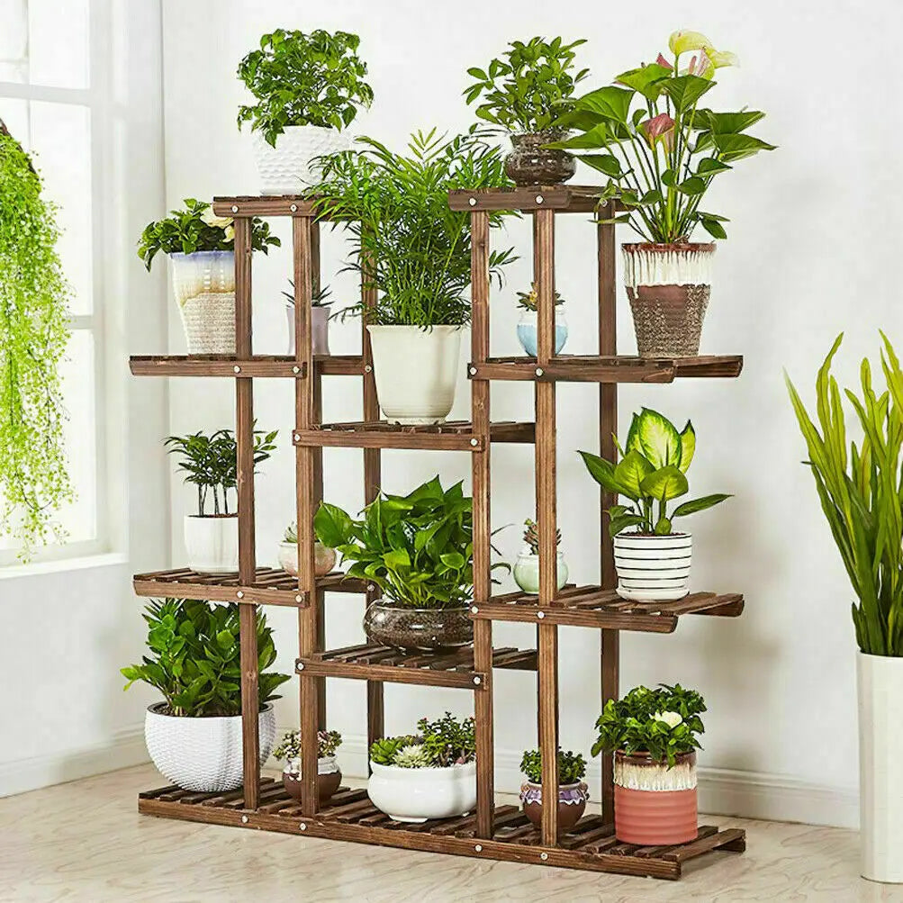 Wisfor Wooden Plant Shelf Multi Tier Flower Pot Stand Outdoor