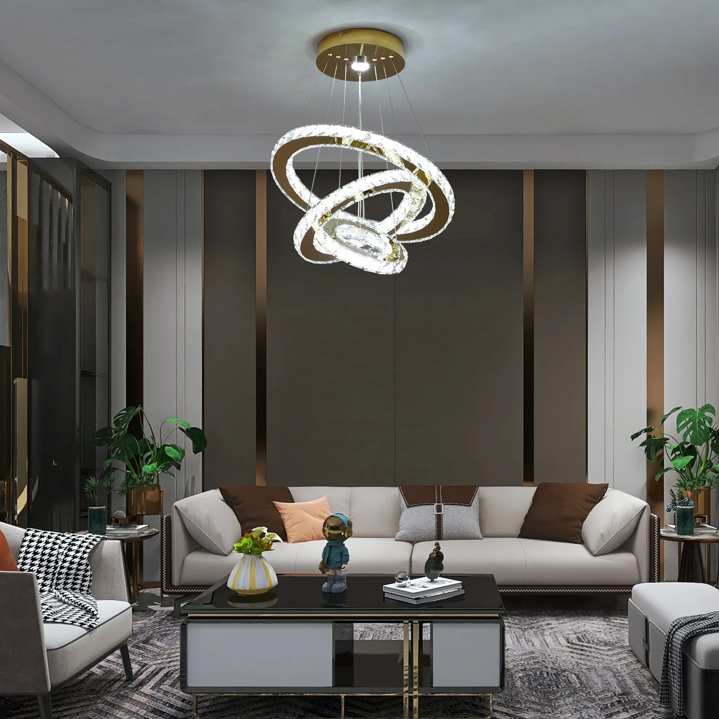 VETRULUS Crystal LED Chandelier for Hall Living Room Ceiling Light