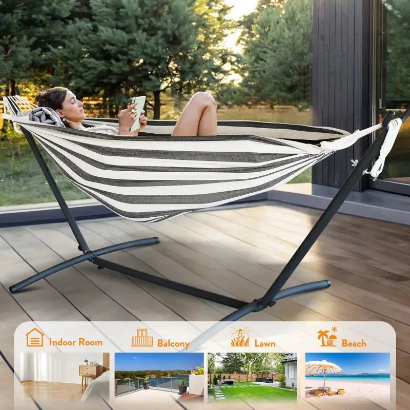 Gyroor Adjustable Stand Hammock 600lb Capacity With Storage Bag Outdoor