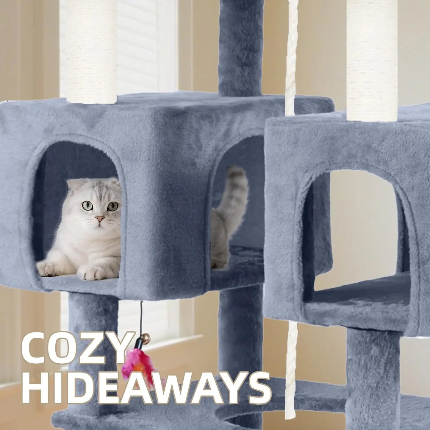 Three-Tier Cat Tree Tower With Hammock And Condos Indoor