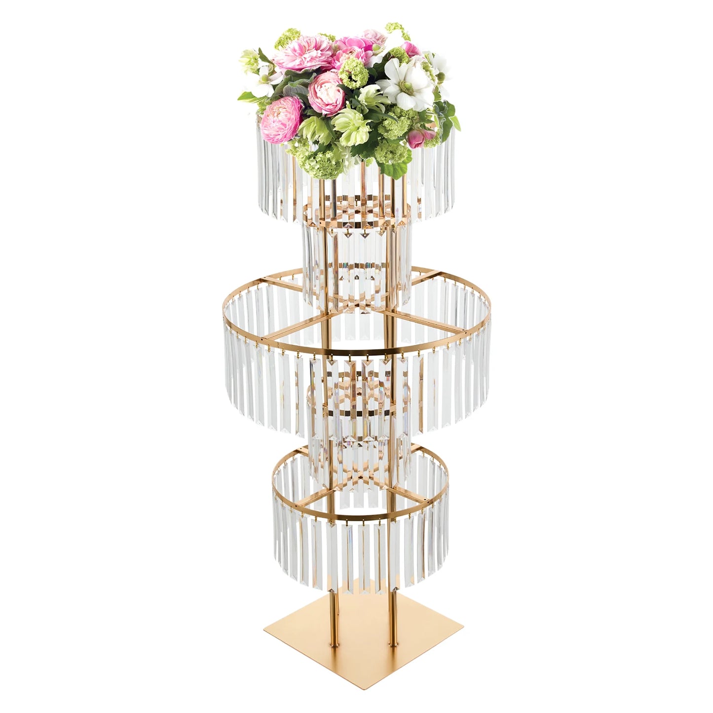 5 Tier Iron And Acrylic Wedding Flower Stand Floor Centerpiece
