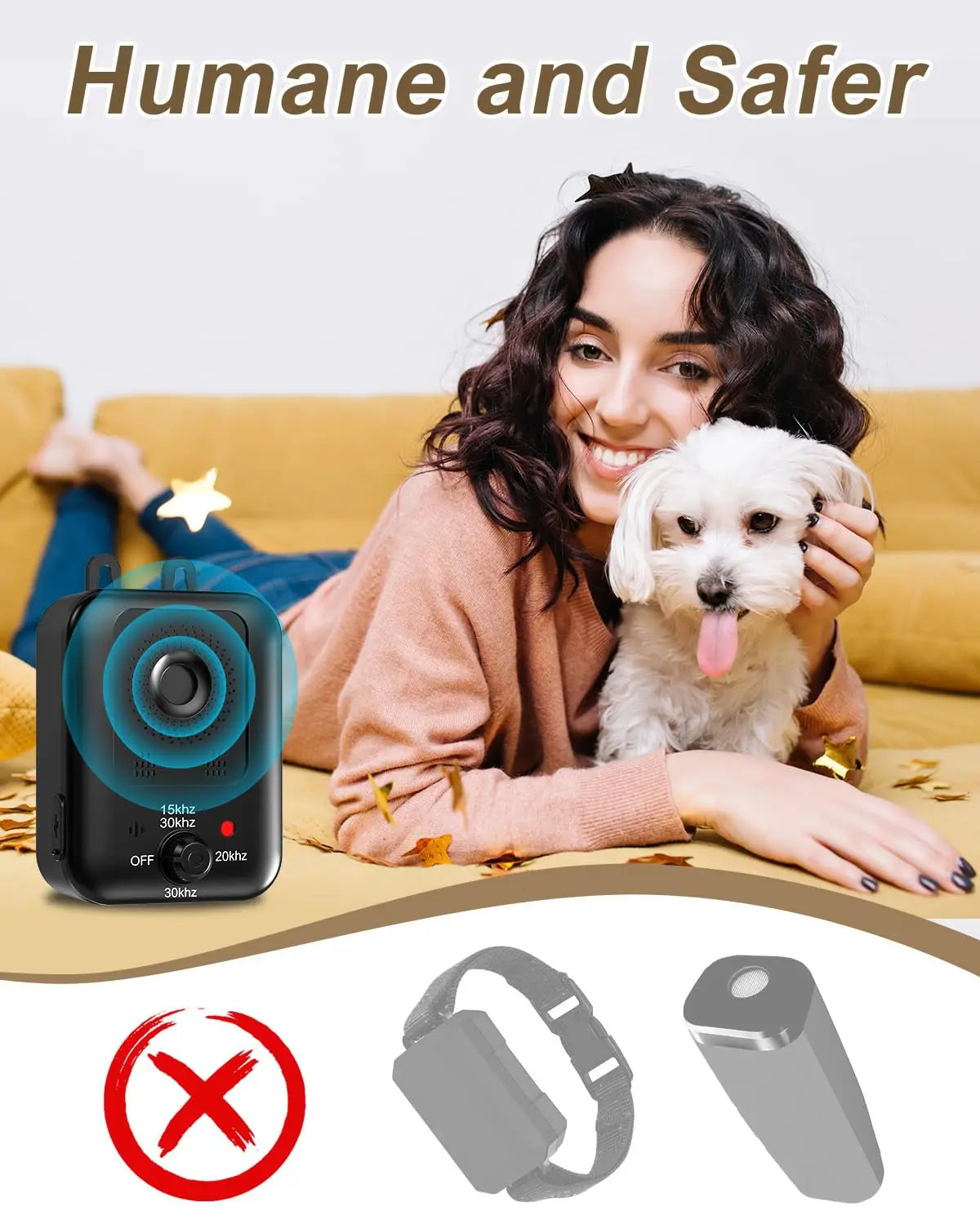 Ultrasonic Bark Deterrent For Dogs Rechargeable Indoor Outdoor Use