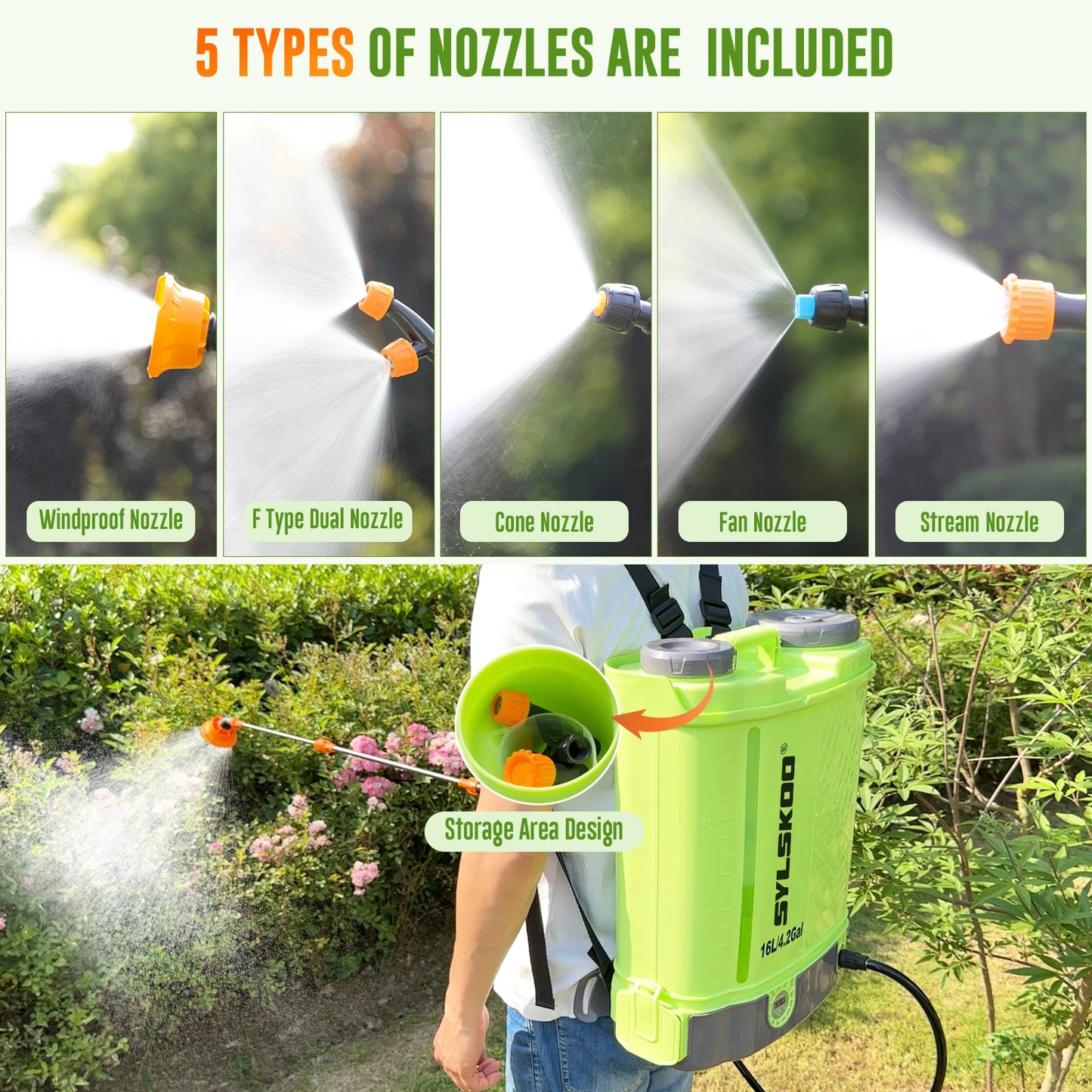4.2 Gallon Electric Garden Sprayer For Weed Control 100 PSI