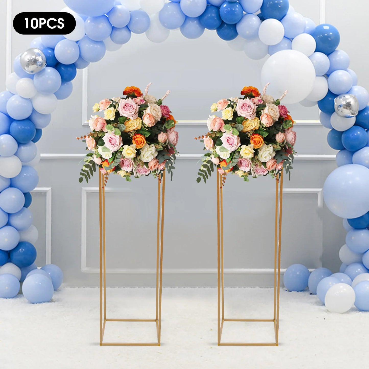 Metal Flower Display Stands 10 Piece Geometric Wedding Columns Load 10 Kg